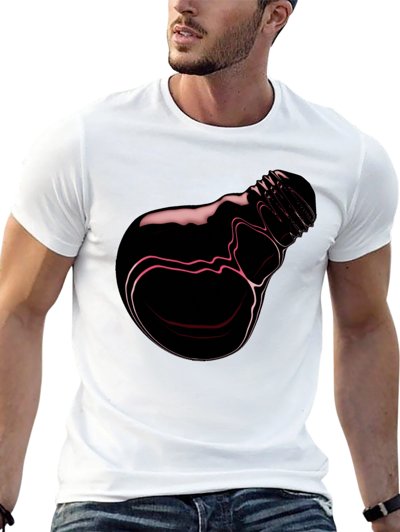 Abstract Lightbulb Graphic Tee - Stylish Black T-Shirt