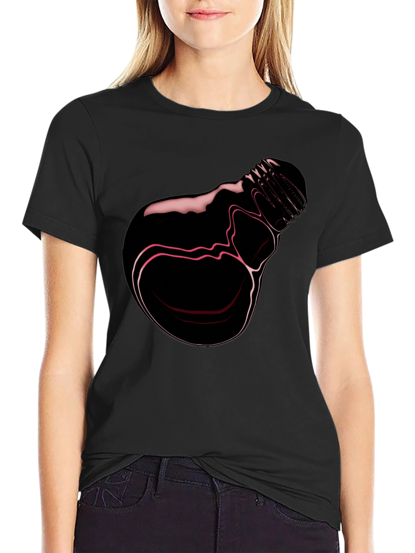 Abstract Lightbulb Graphic Tee - Stylish Black T-Shirt