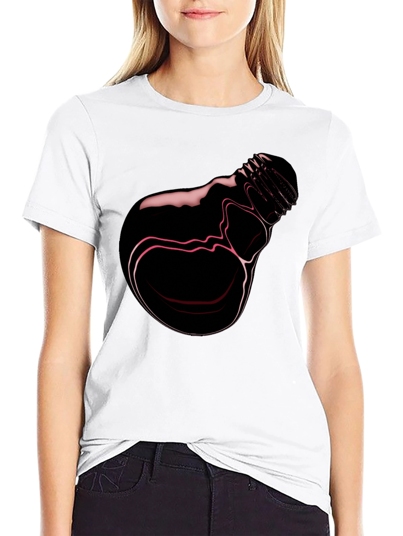 Abstract Lightbulb Graphic Tee - Stylish Black T-Shirt