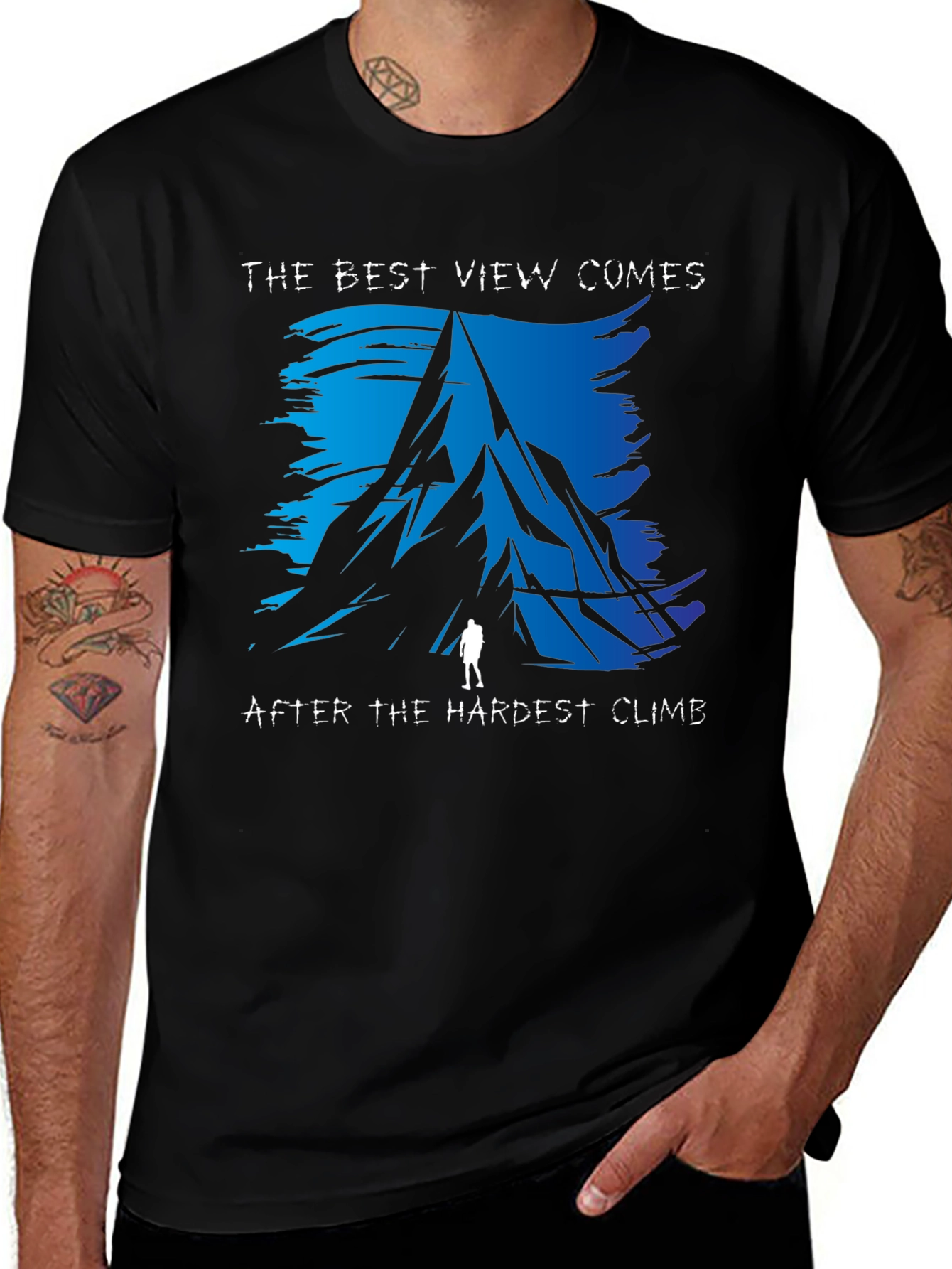 Climbing Mountain Graphic T-Shirt - Best View Hardest Climb