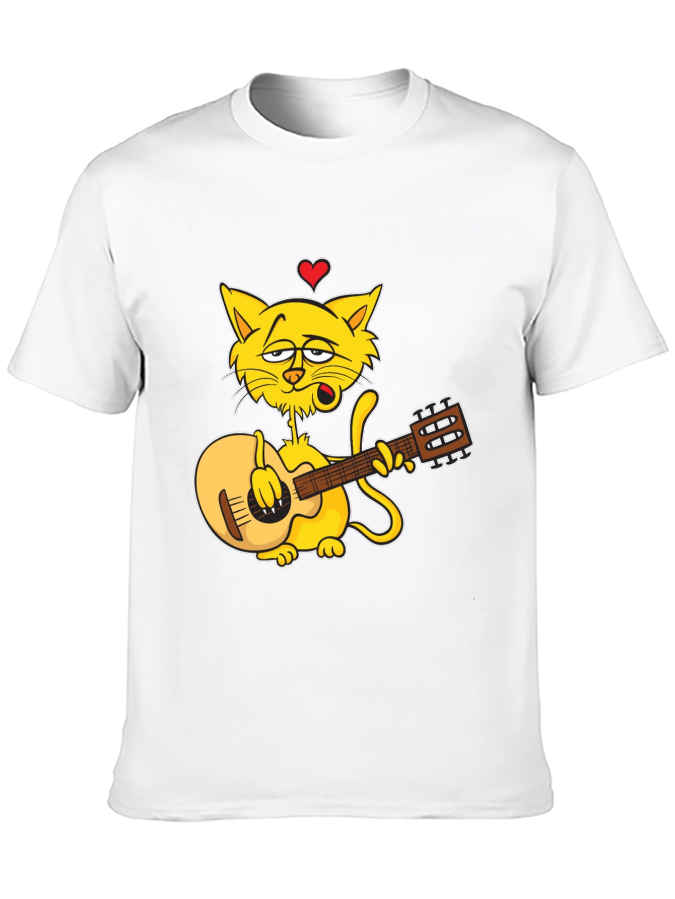 Cat Guitarist Graphic Black T-Shirt
