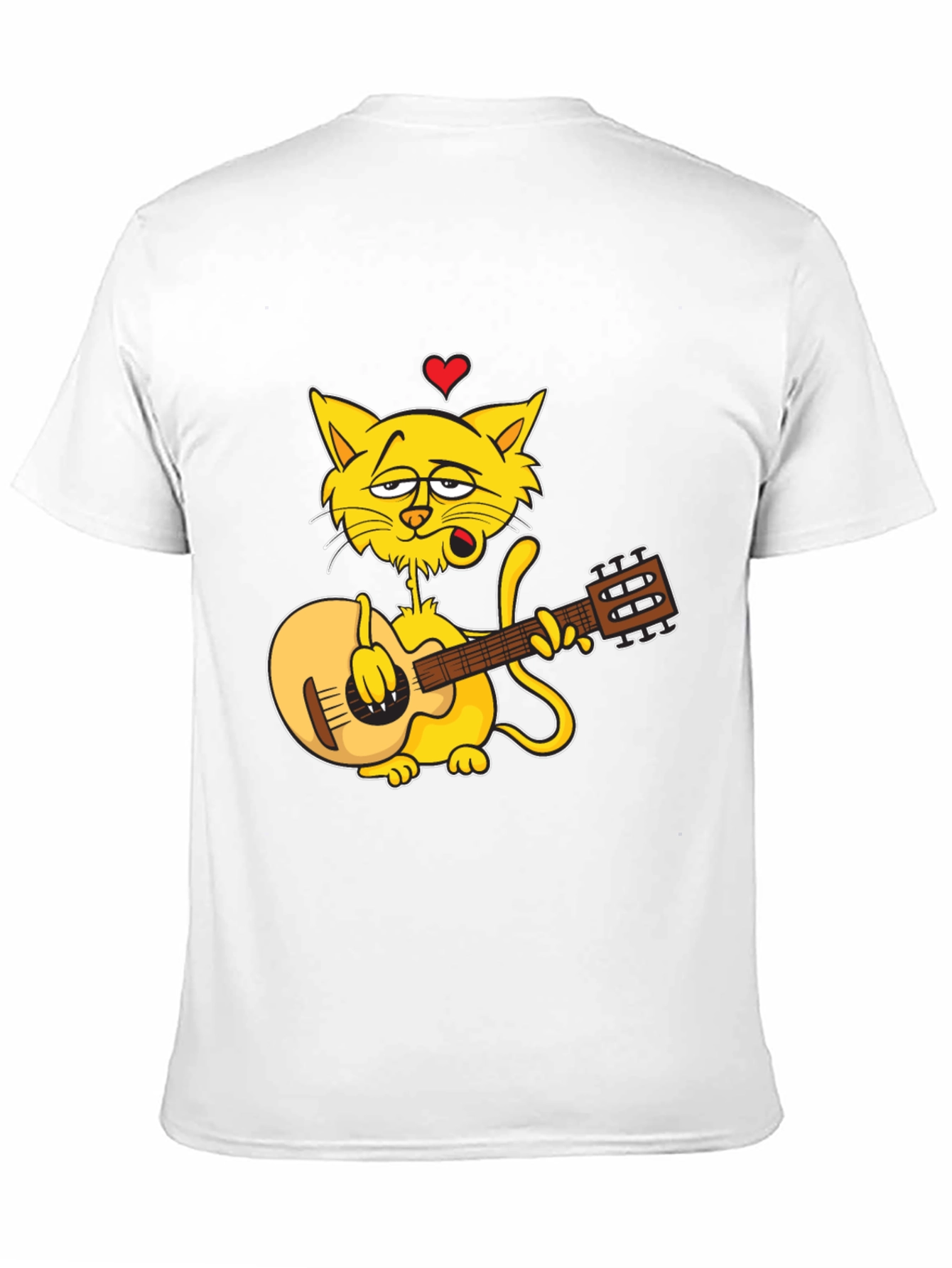 Cat Guitarist Graphic Black T-Shirt