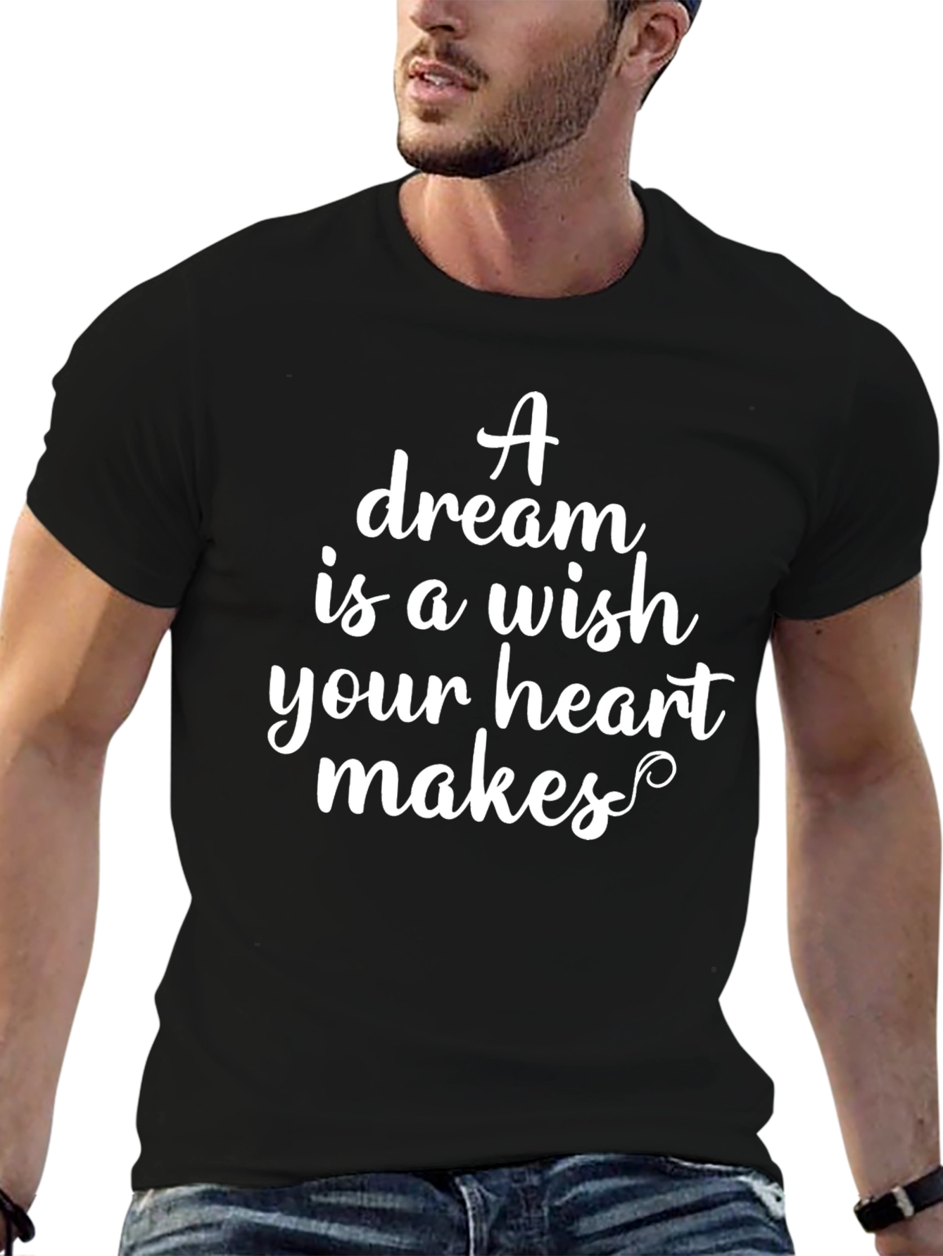 Dream Wish Heart Makes T-Shirt Black Tee