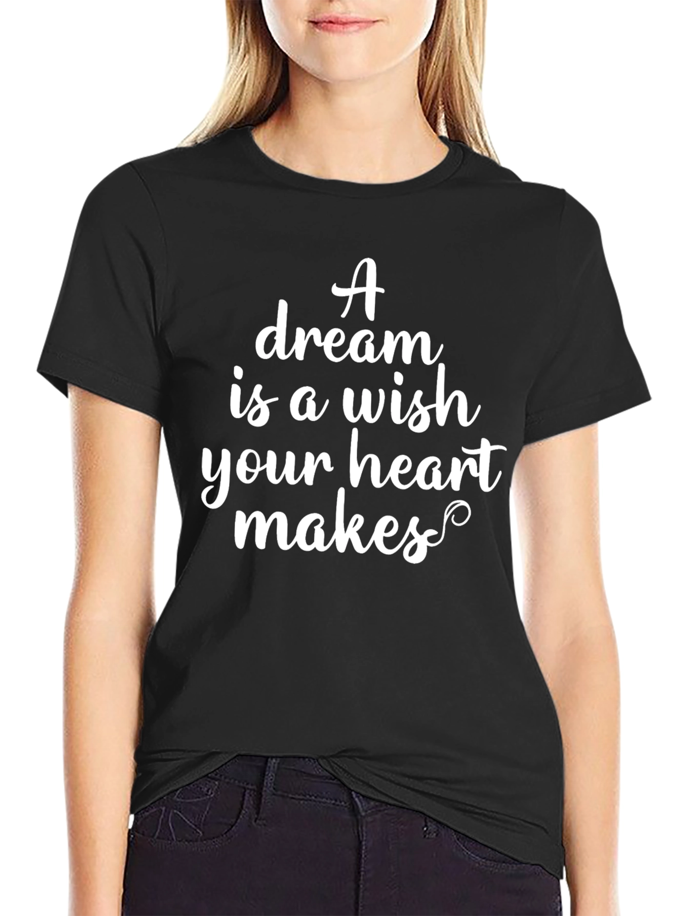 Dream Wish Heart Makes T-Shirt Black Tee
