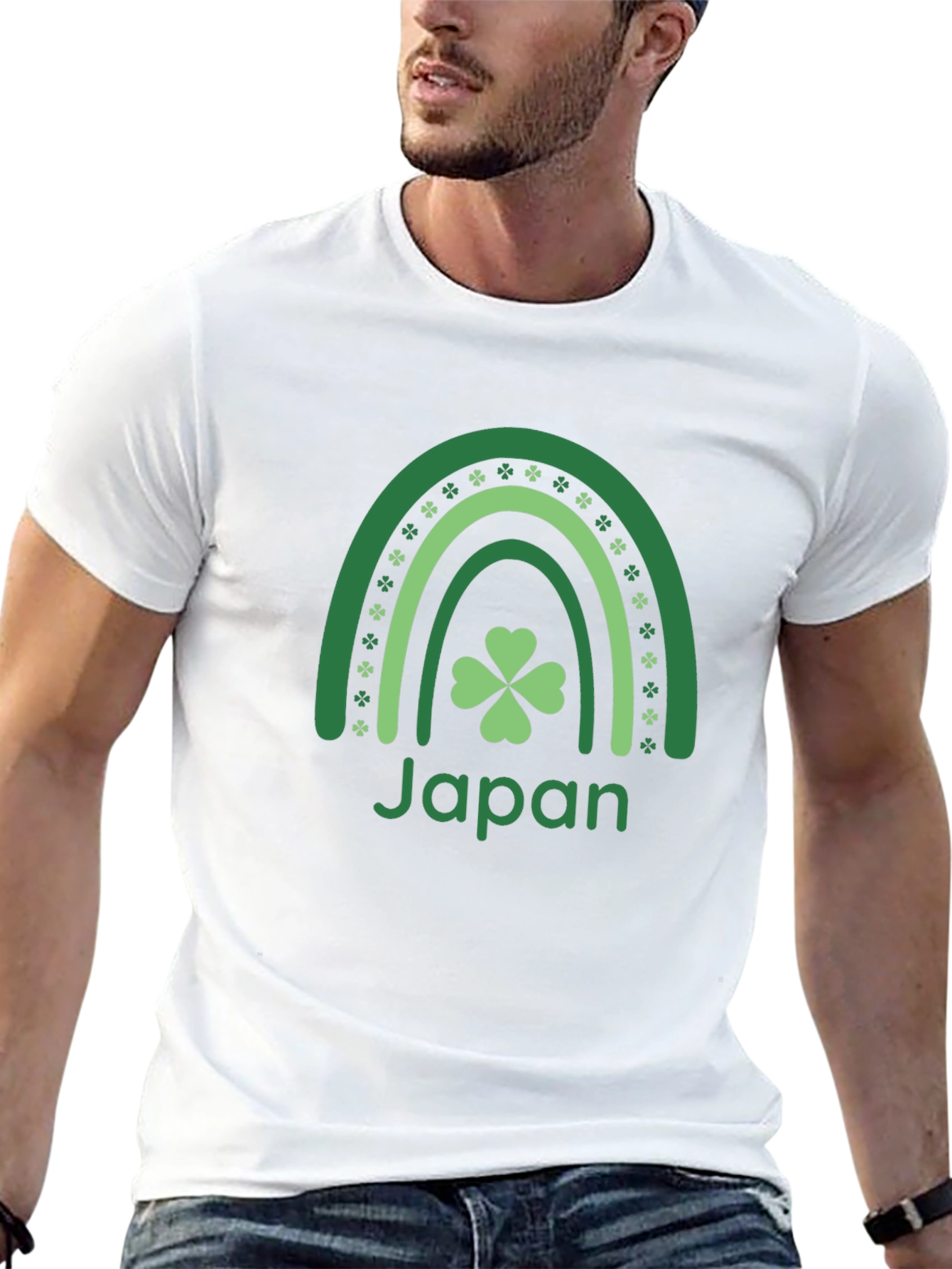 St. Patricks Day Japan Shamrock Rainbow Graphic Tee
