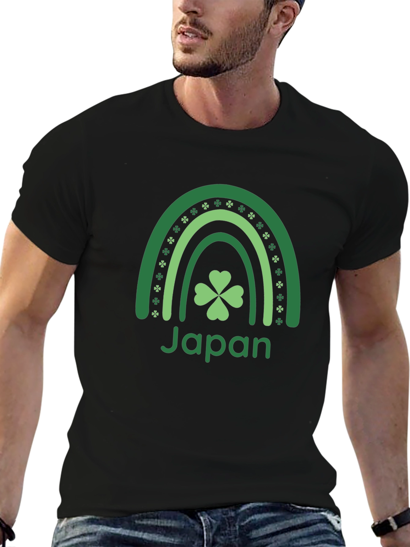 St. Patricks Day Japan Shamrock Rainbow Graphic Tee