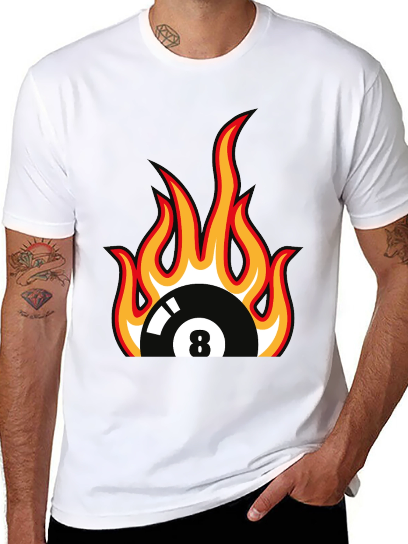 Fiery 8 Ball Graphic Tee - Black