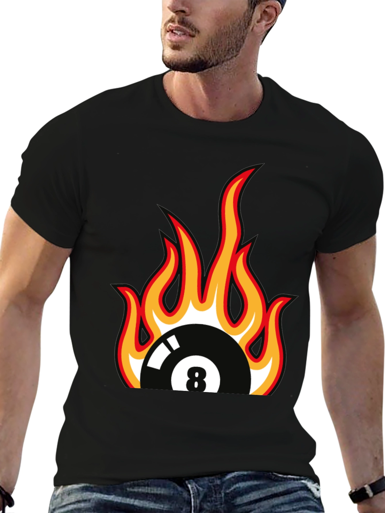 Fiery 8 Ball Graphic Tee - Black
