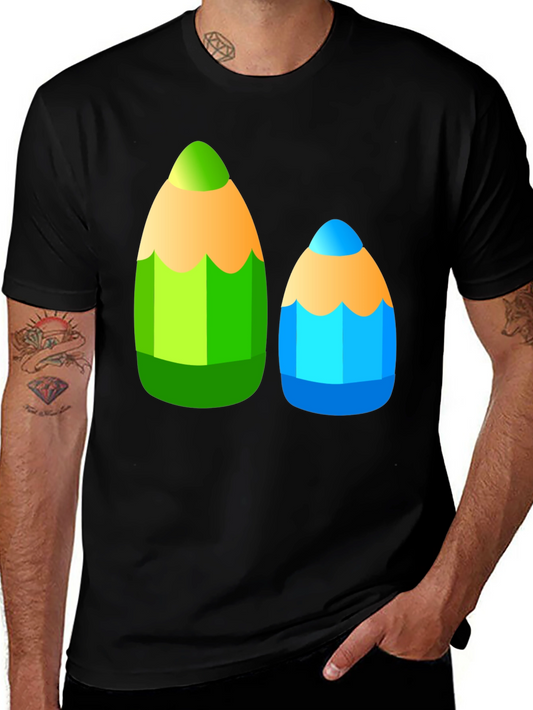 Fun Pencil Graphic Tee - Black Cotton T-Shirt
