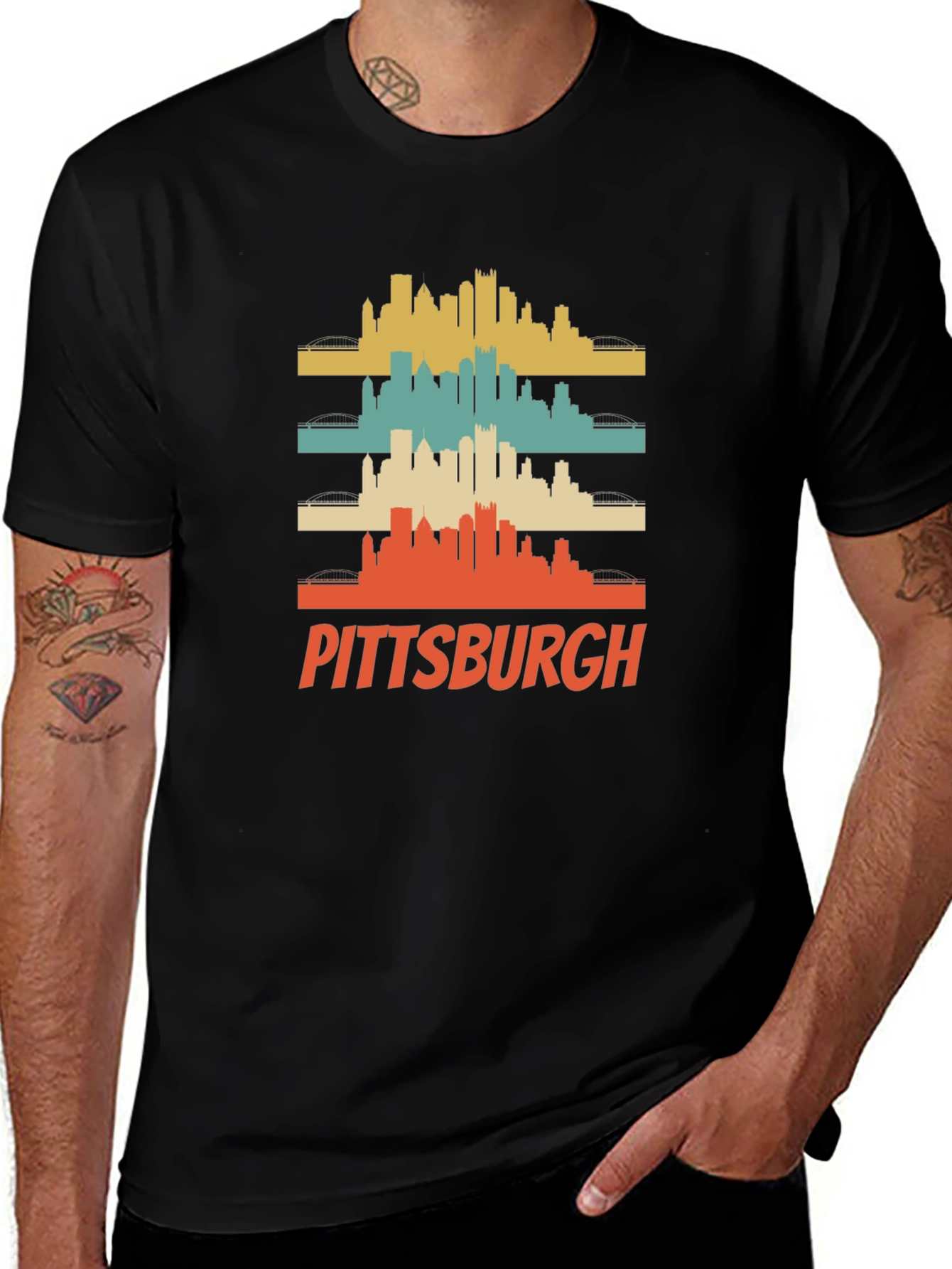 Pittsburgh Retro Skyline Graphic T-Shirt