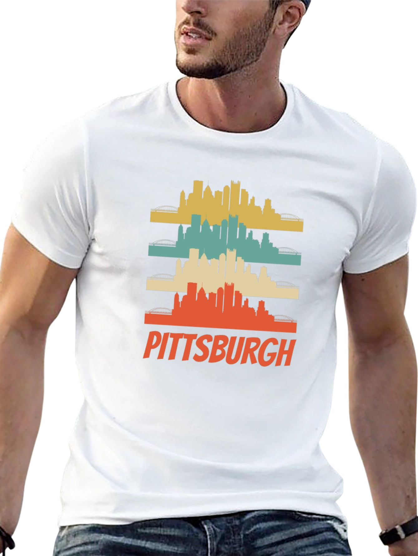 Pittsburgh Retro Skyline Graphic T-Shirt