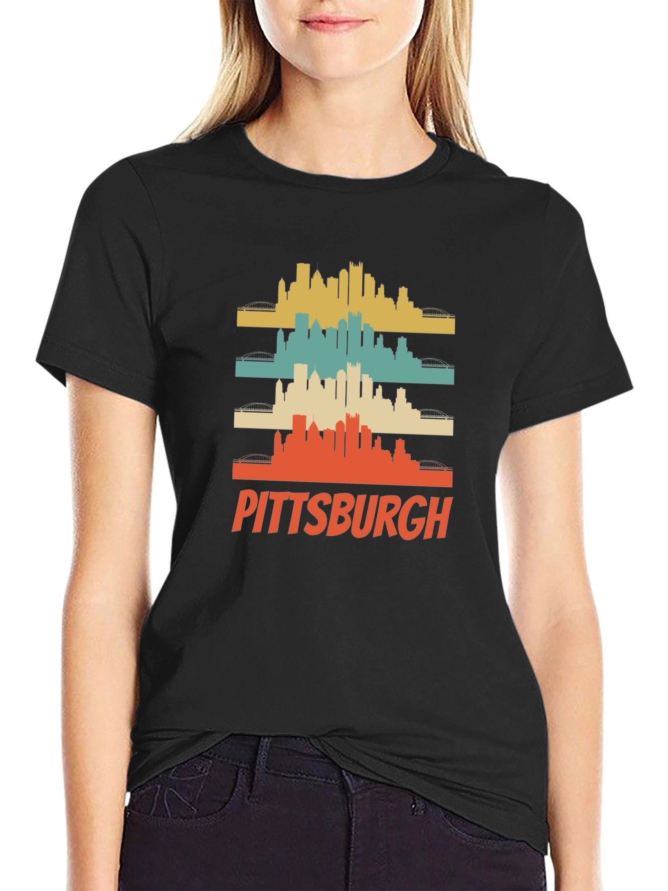Pittsburgh Retro Skyline Graphic T-Shirt