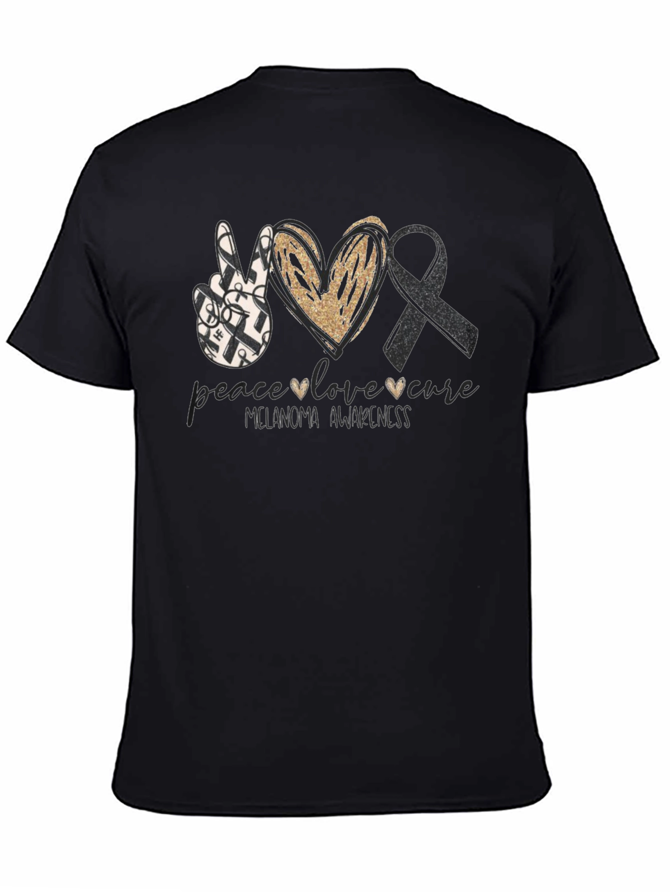 Melanoma Awareness Peace Love Cure T-Shirt