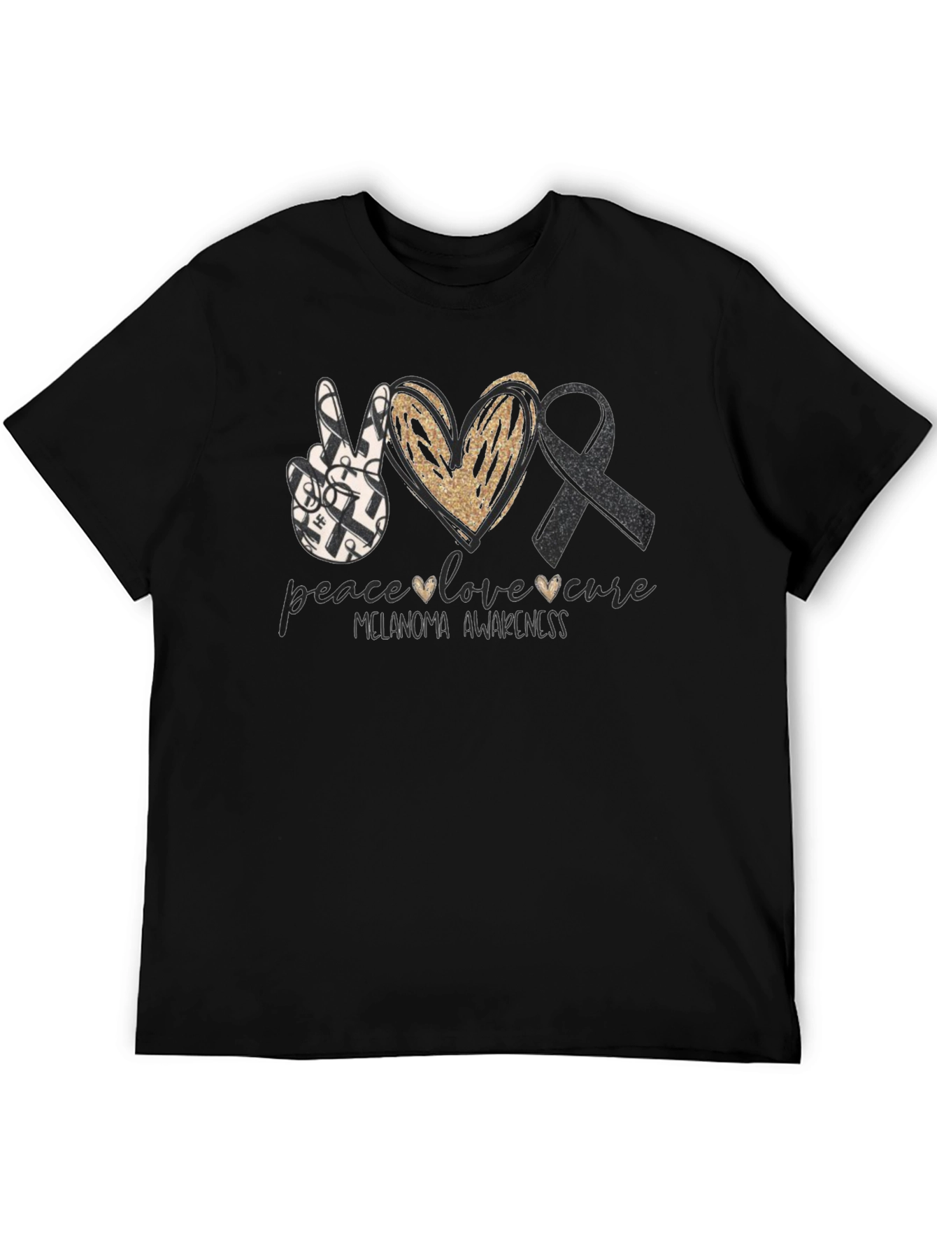 Melanoma Awareness Peace Love Cure T-Shirt