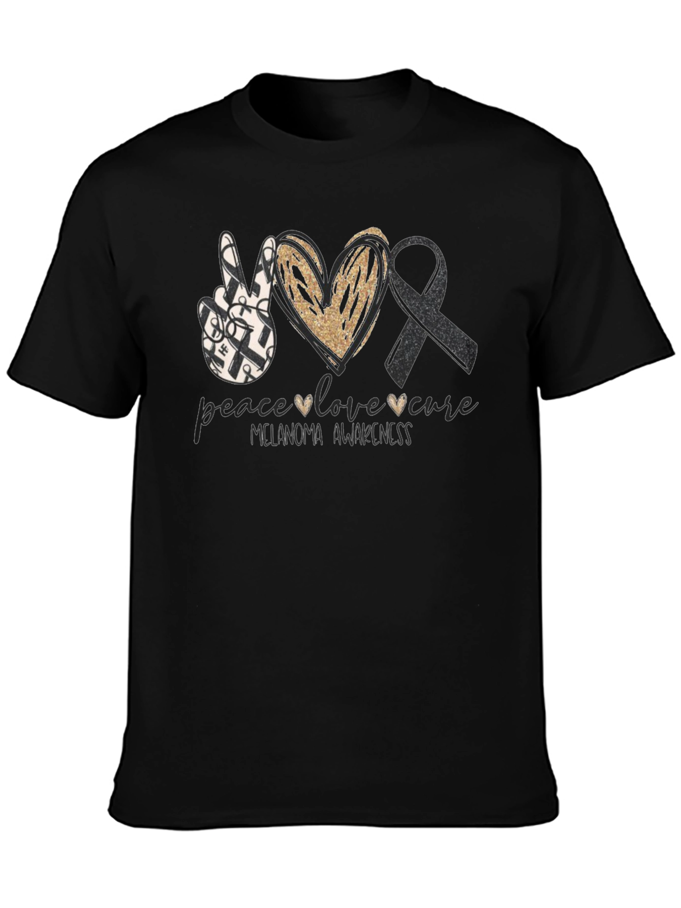 Melanoma Awareness Peace Love Cure T-Shirt