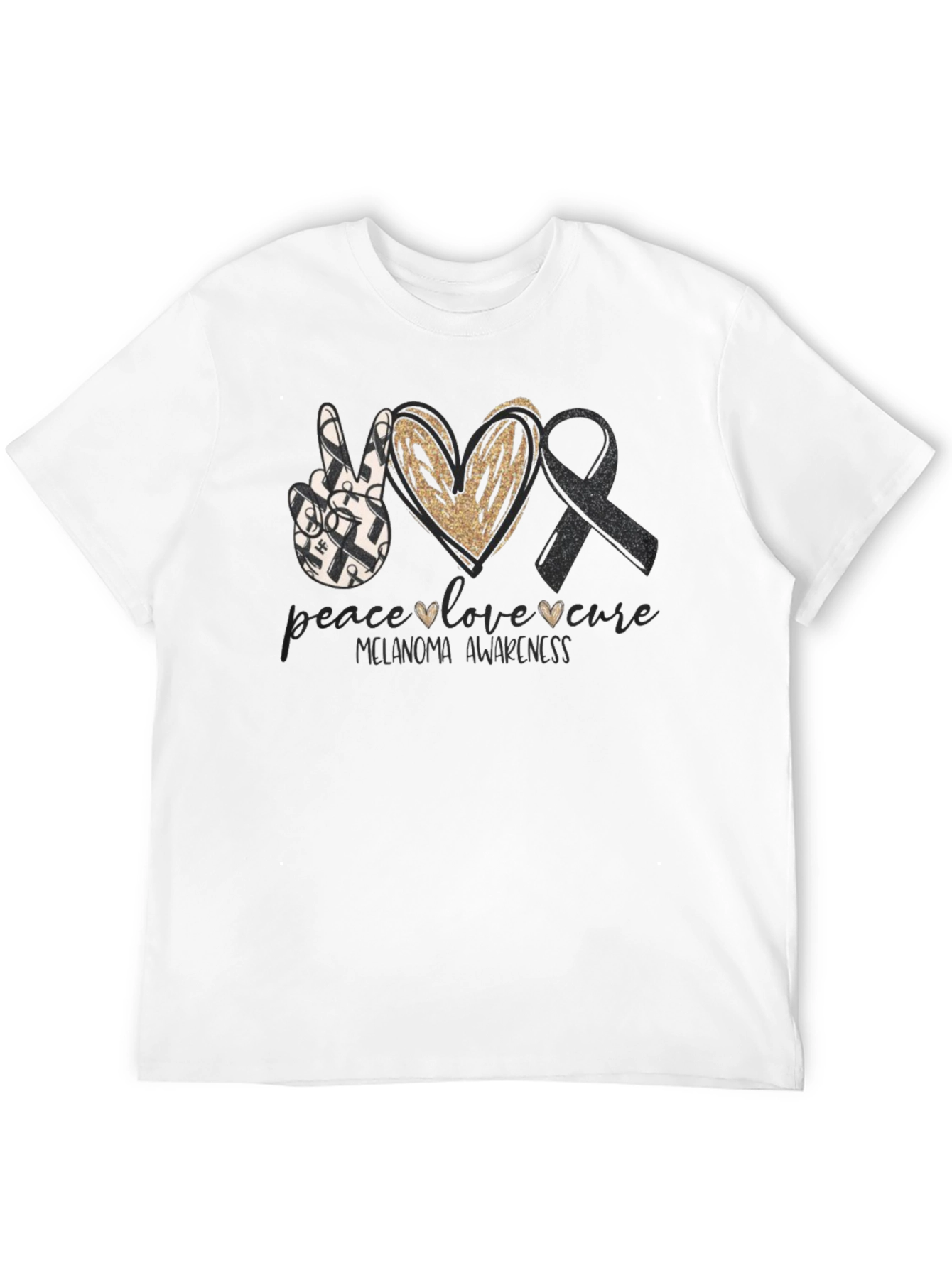 Melanoma Awareness Peace Love Cure T-Shirt