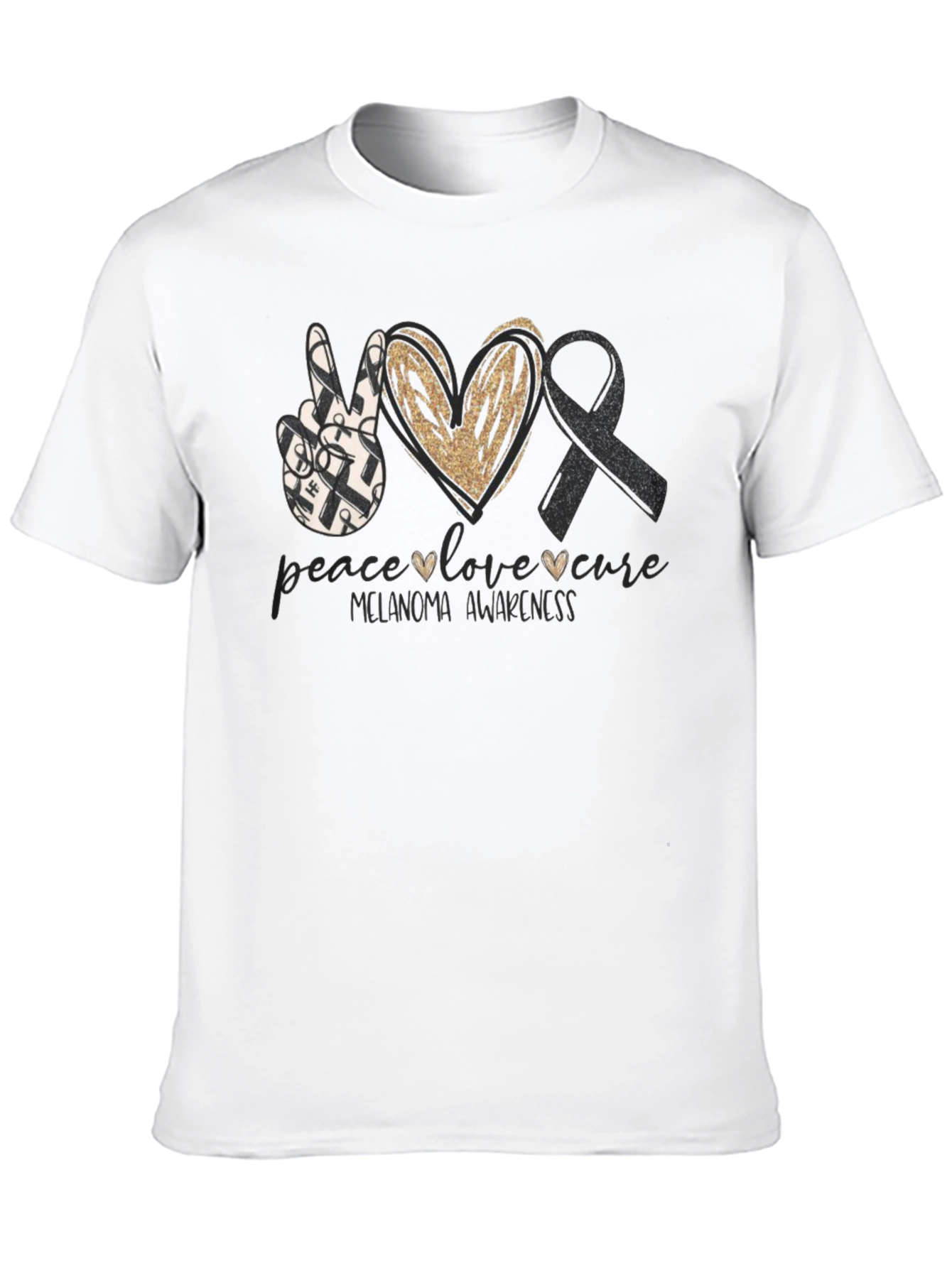Melanoma Awareness Peace Love Cure T-Shirt