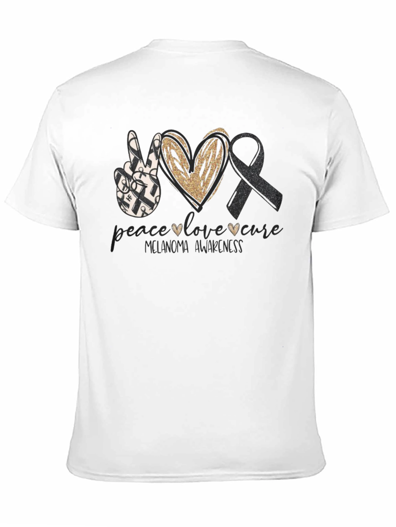 Melanoma Awareness Peace Love Cure T-Shirt