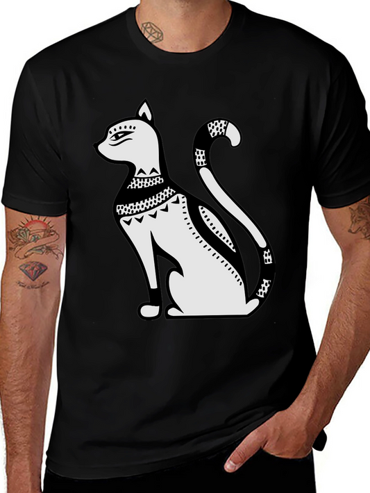 Egyptian Cat Art Graphic Tee - Black T-Shirt