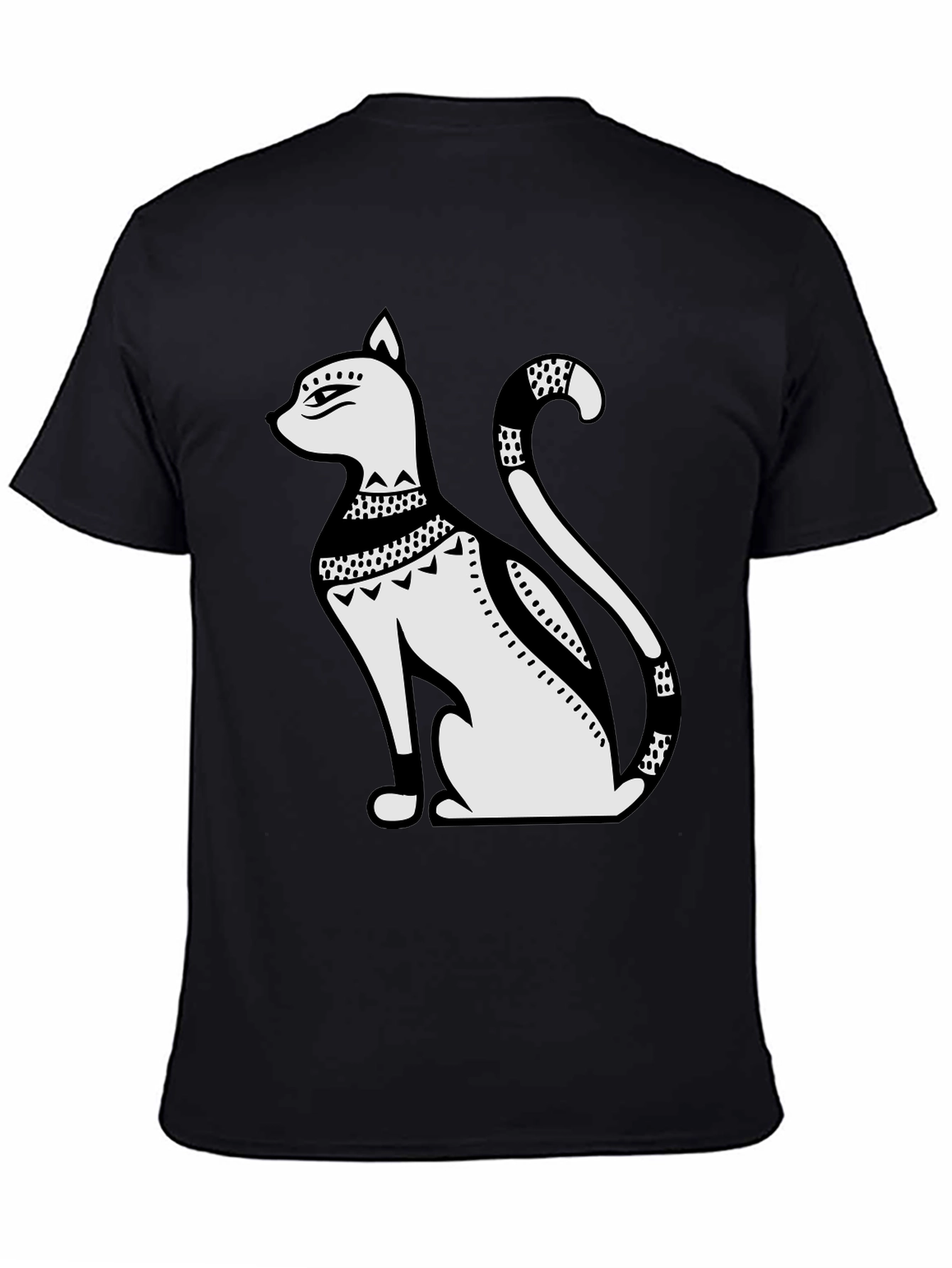 Egyptian Cat Art Graphic Tee - Black T-Shirt