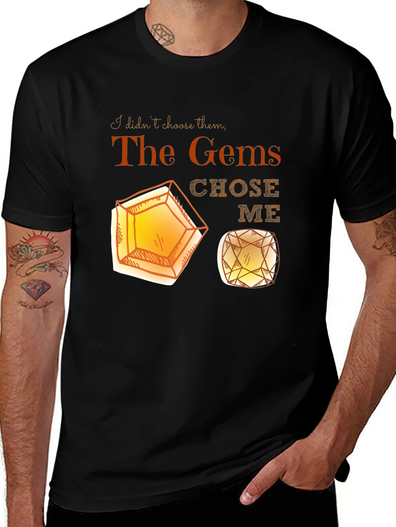 The Gems Chose Me Black Graphic T-Shirt