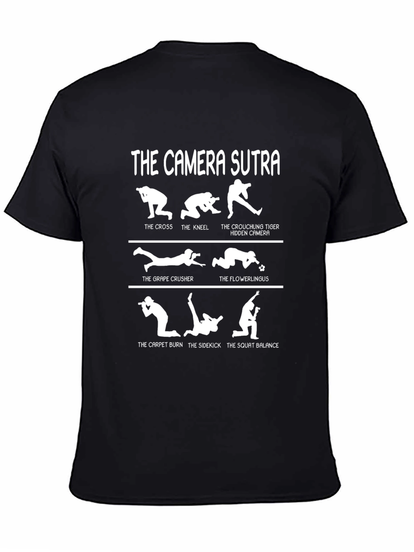 Camera Sutra Black T-Shirt - Photographer Poses