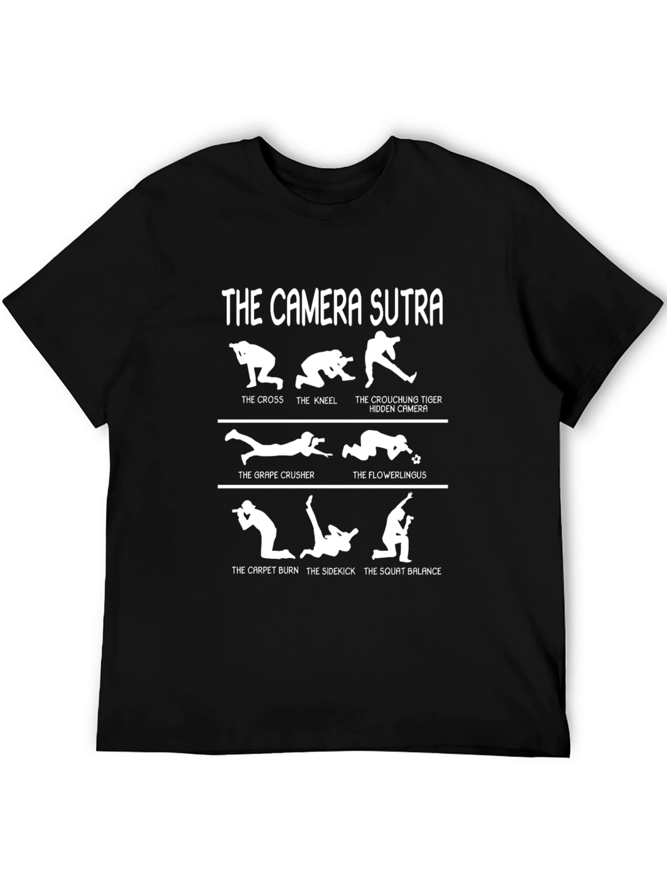 Camera Sutra Black T-Shirt - Photographer Poses