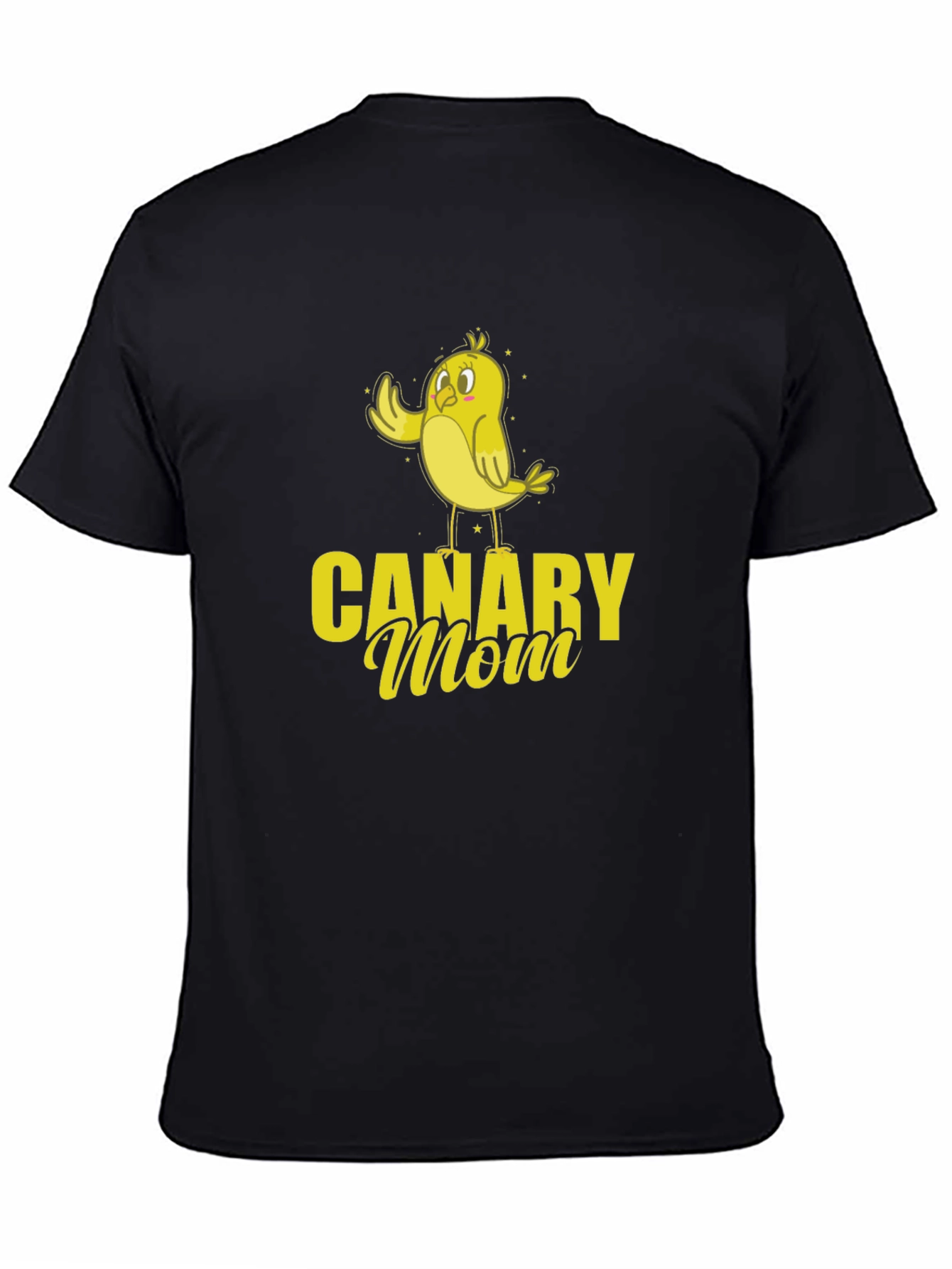 Canary Mom Black T-Shirt with Cute Bird Graphic