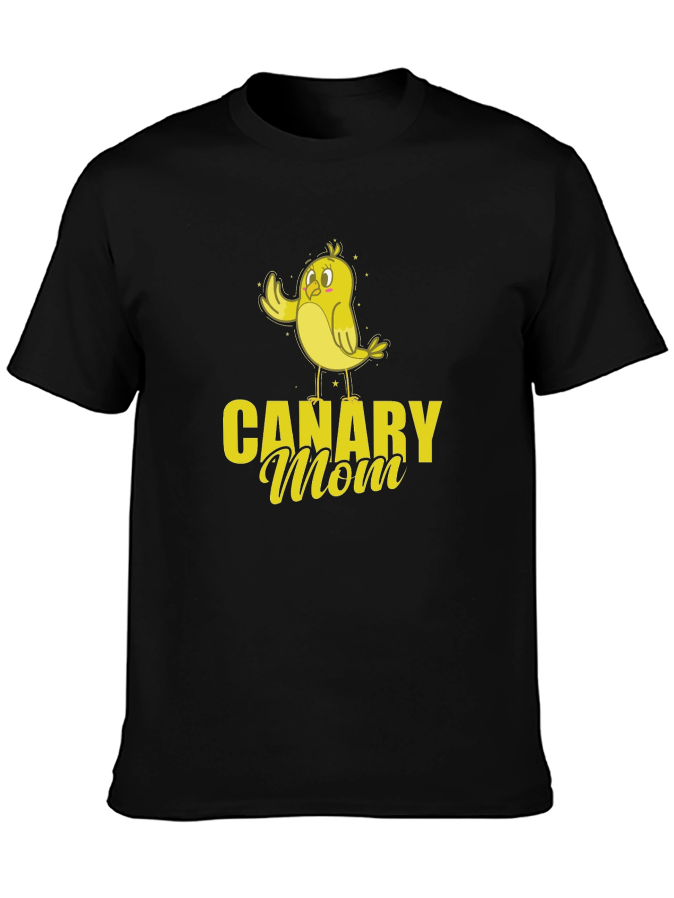Canary Mom Black T-Shirt with Cute Bird Graphic