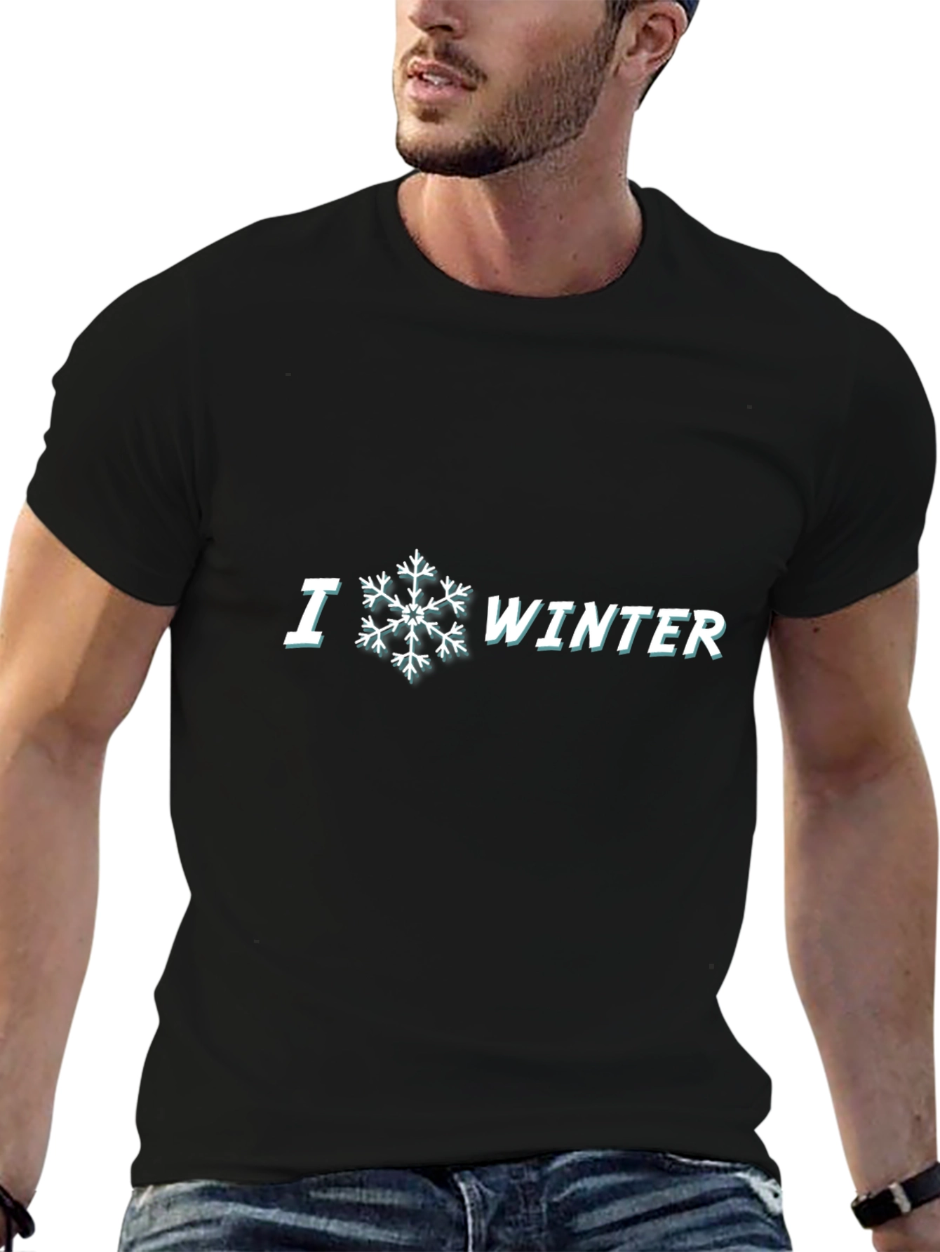 I Heart Winter Snowflake Graphic Tee - Black