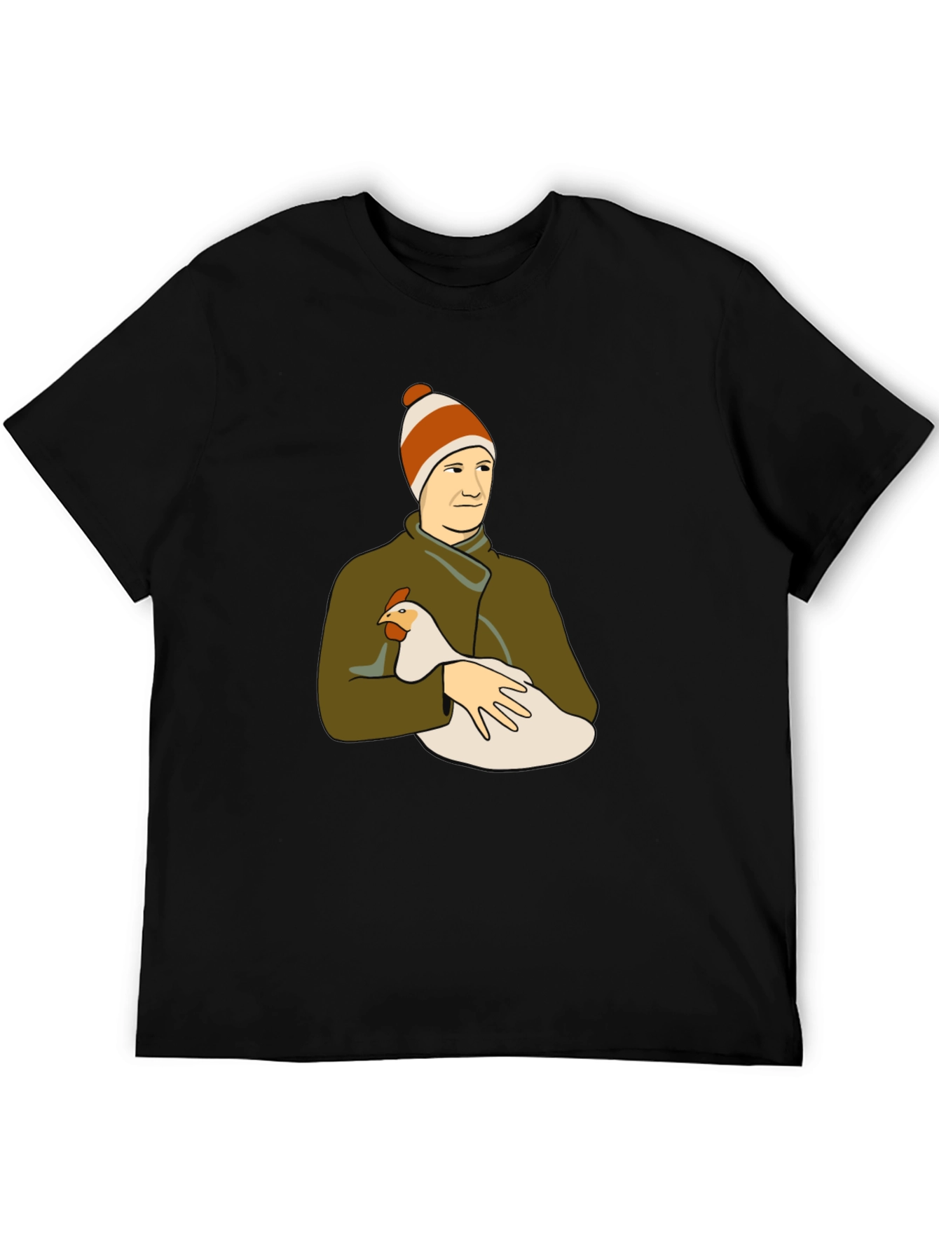 Man with Chicken Graphic T-Shirt
