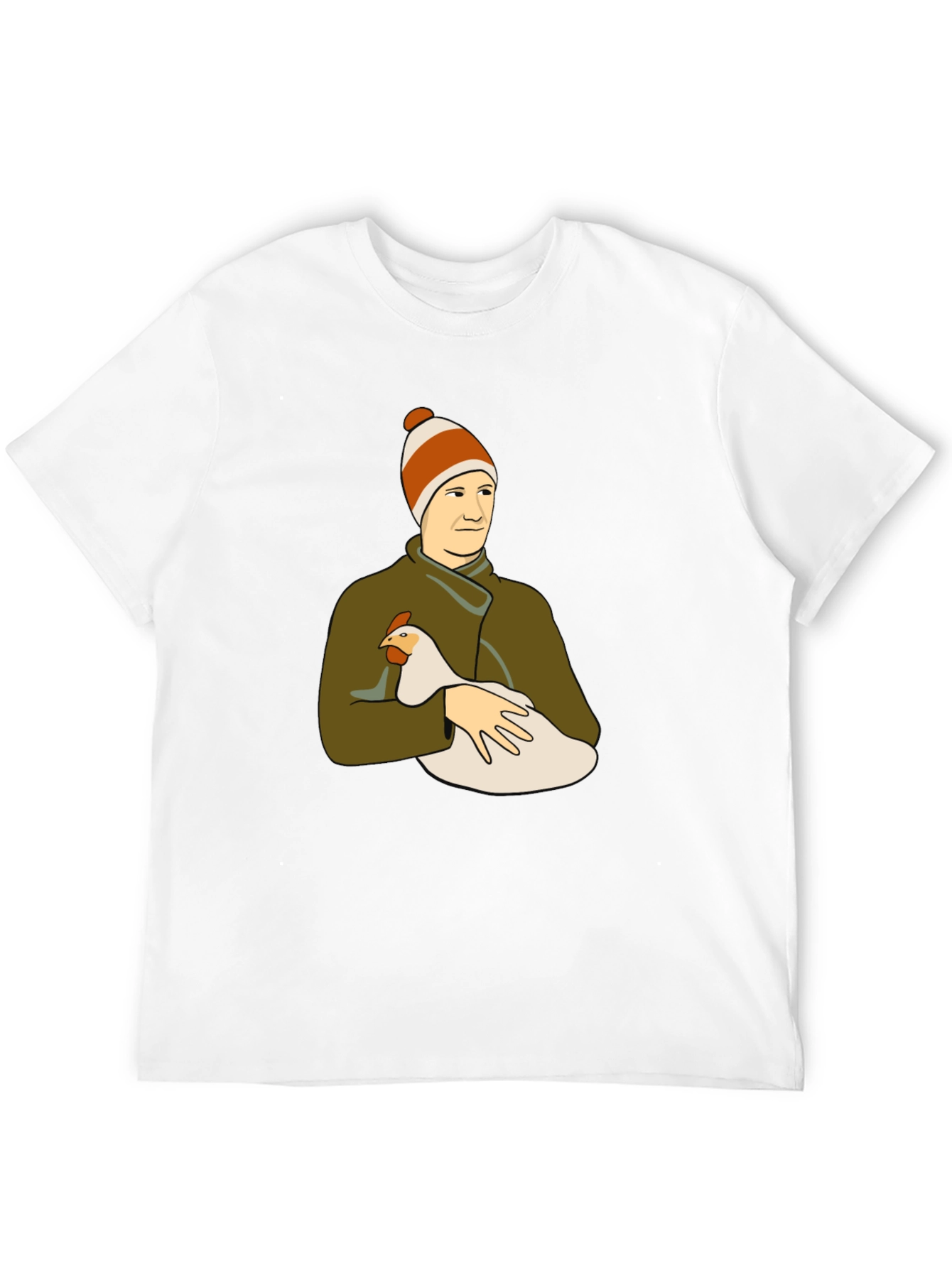 Man with Chicken Graphic T-Shirt
