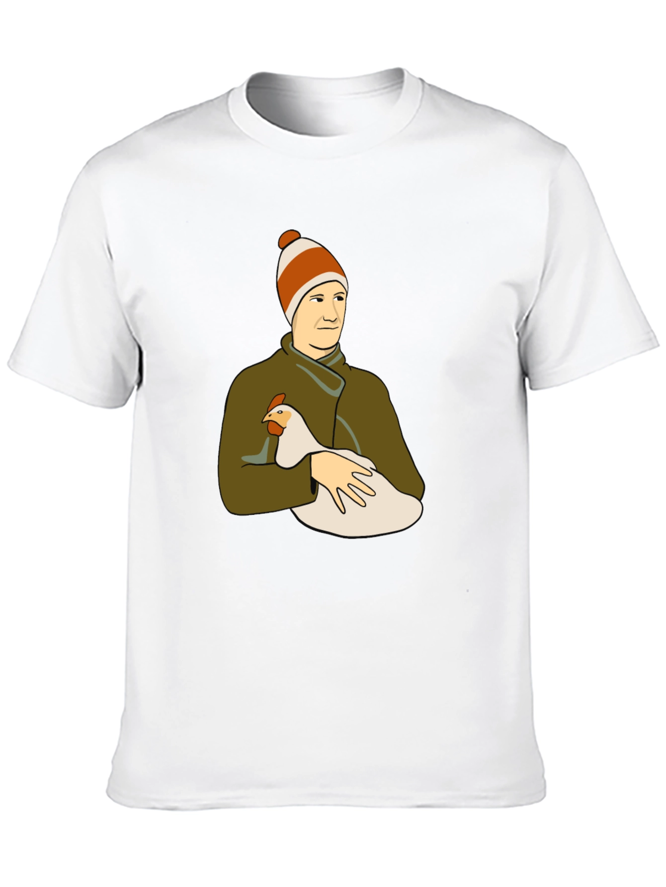 Man with Chicken Graphic T-Shirt