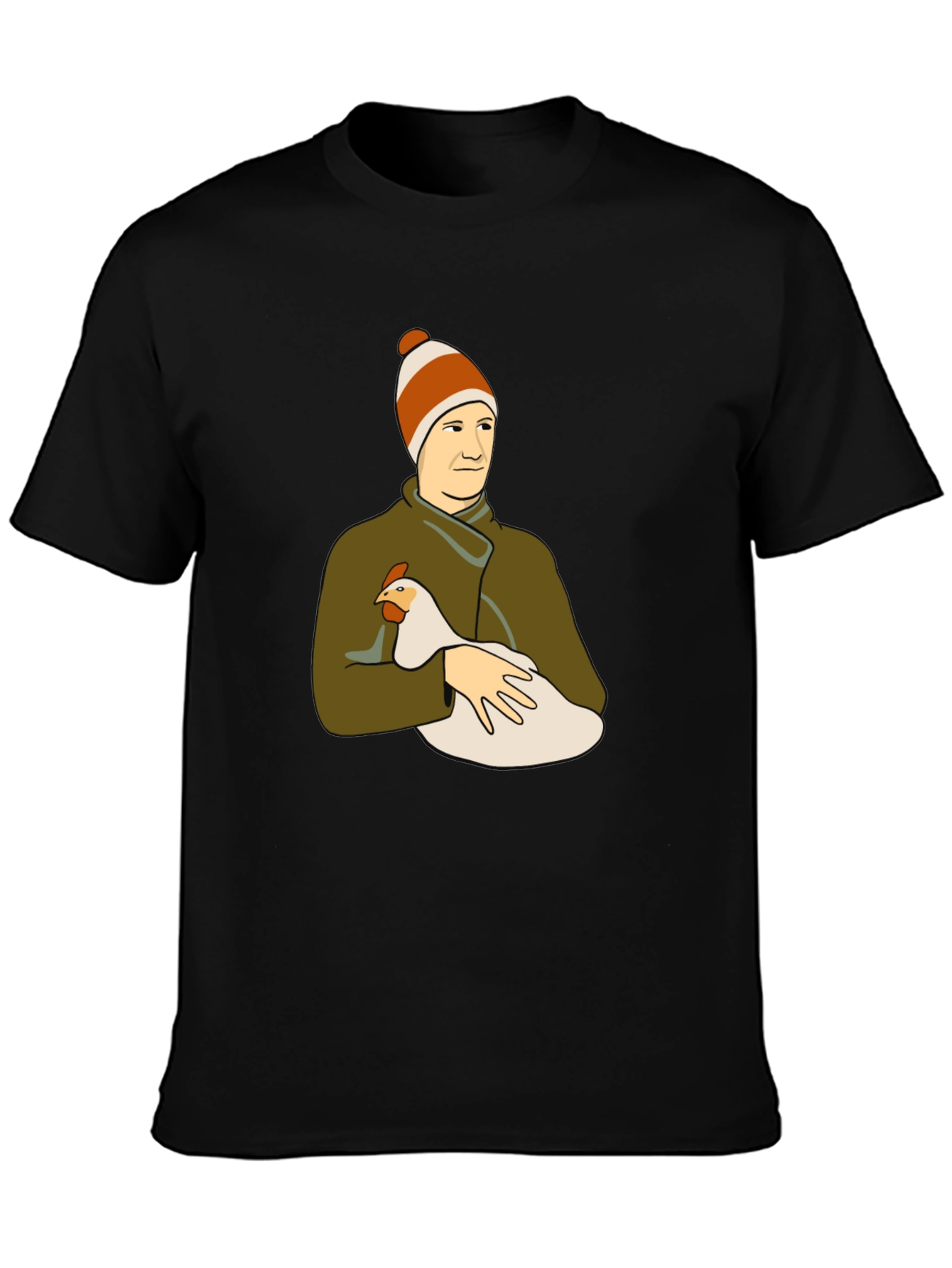 Man with Chicken Graphic T-Shirt