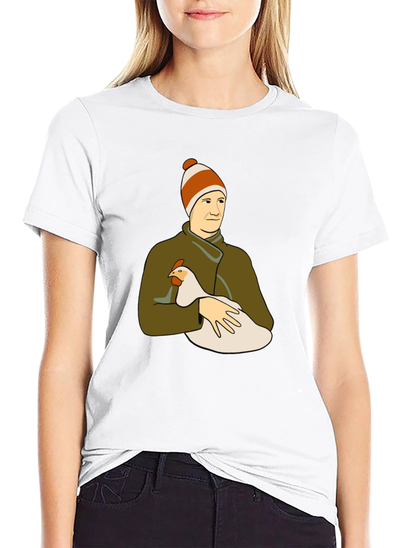 Man with Chicken Graphic T-Shirt
