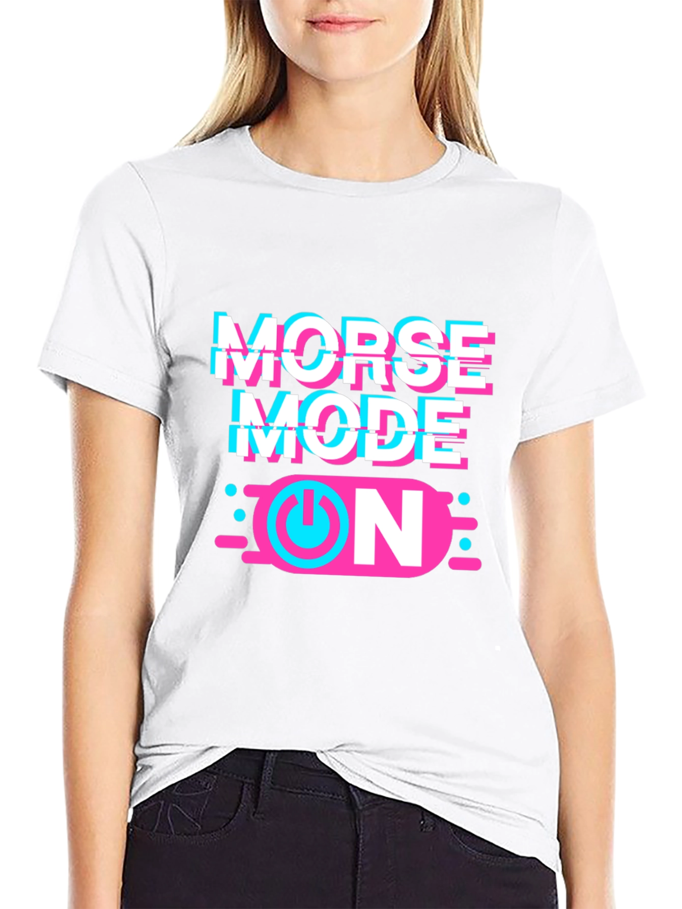 Morse Mode ON Graphic T-Shirt - Black