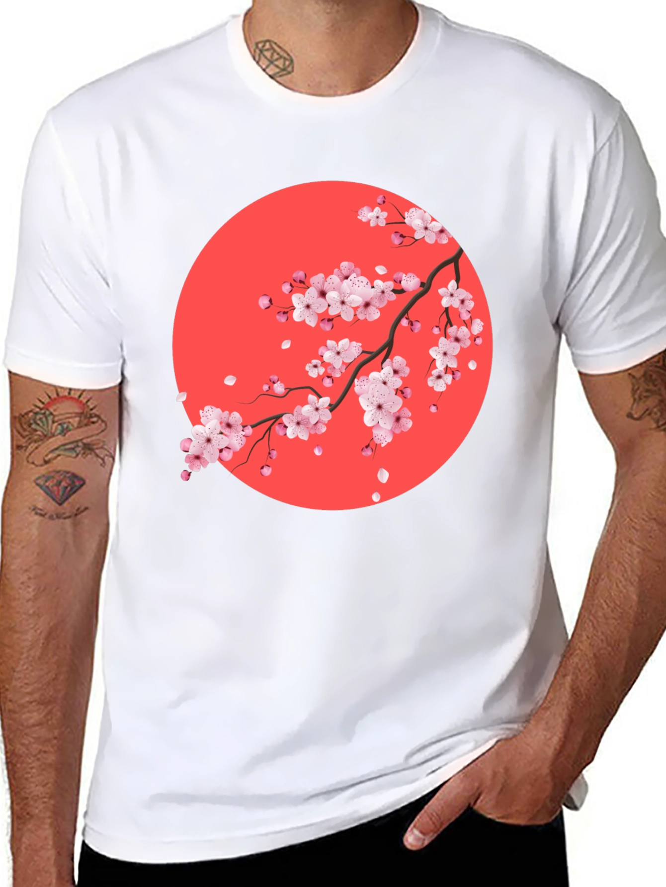 Sakura Blossom Graphic Tee - Mens Black T-Shirt