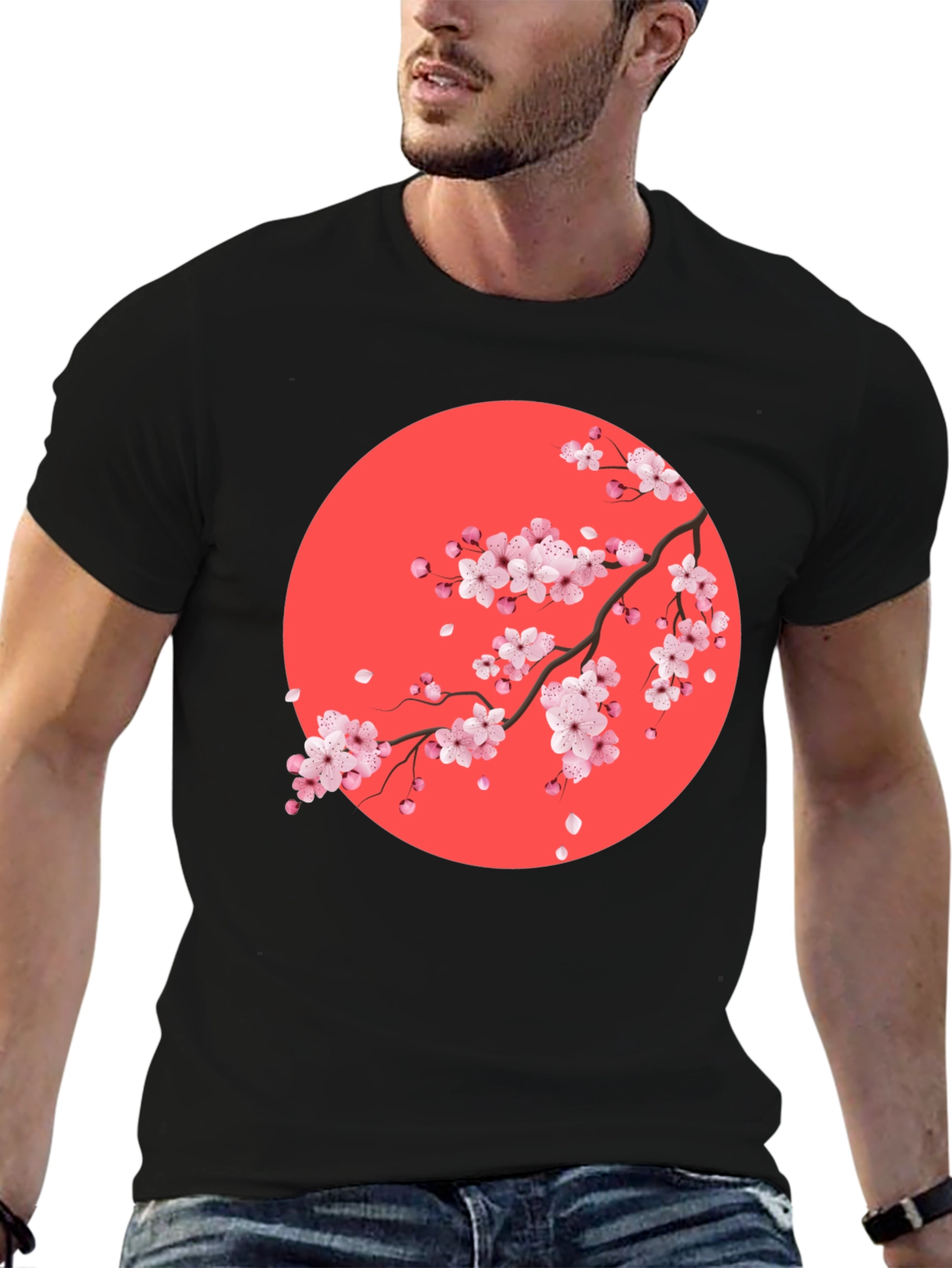 Sakura Blossom Graphic Tee - Mens Black T-Shirt