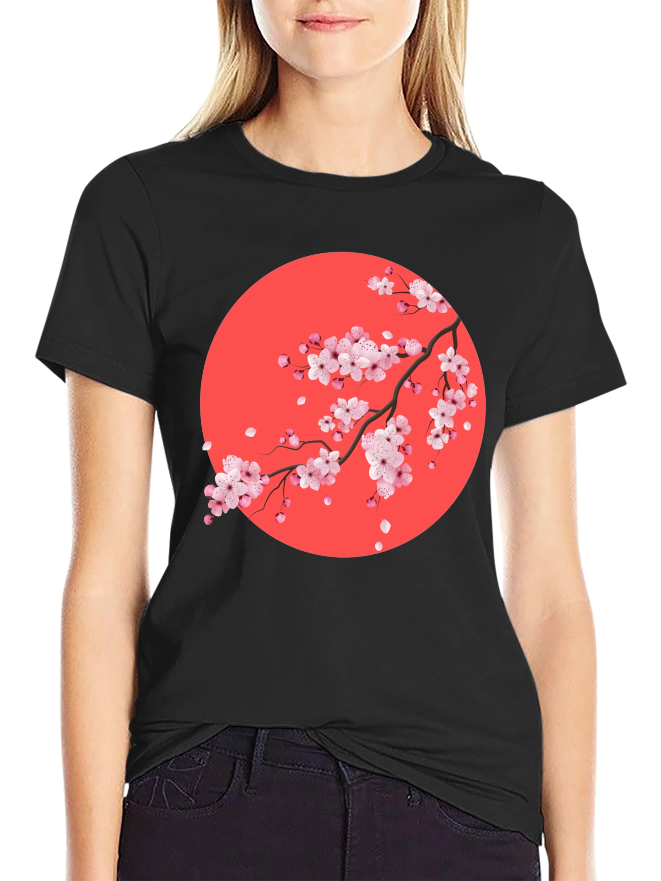 Sakura Blossom Graphic Tee - Mens Black T-Shirt