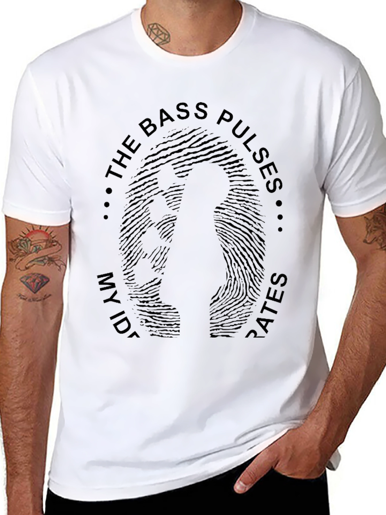Bass Pulses Mens Black Graphic Tee