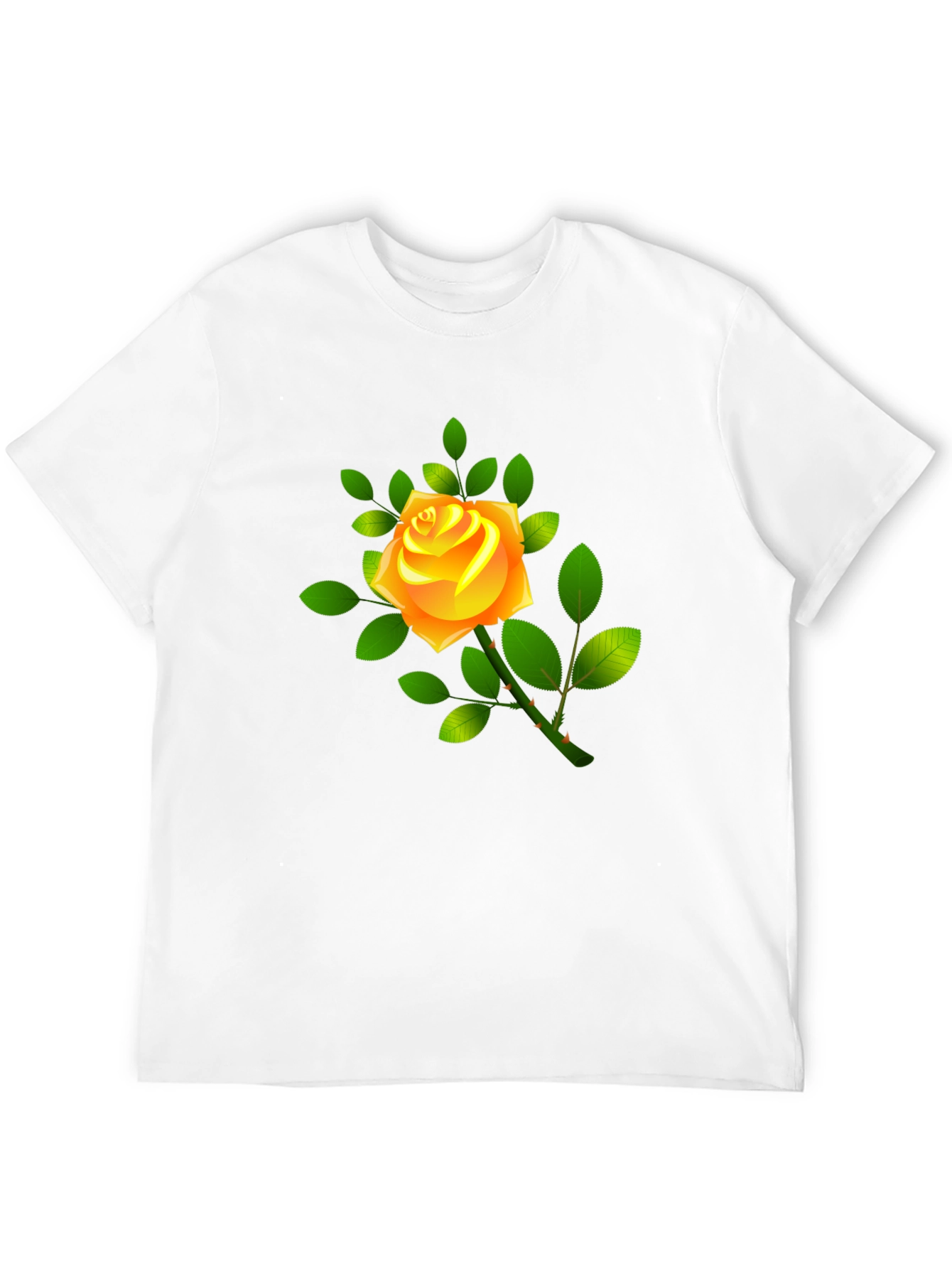 Black Tee with Yellow Rose Graphic