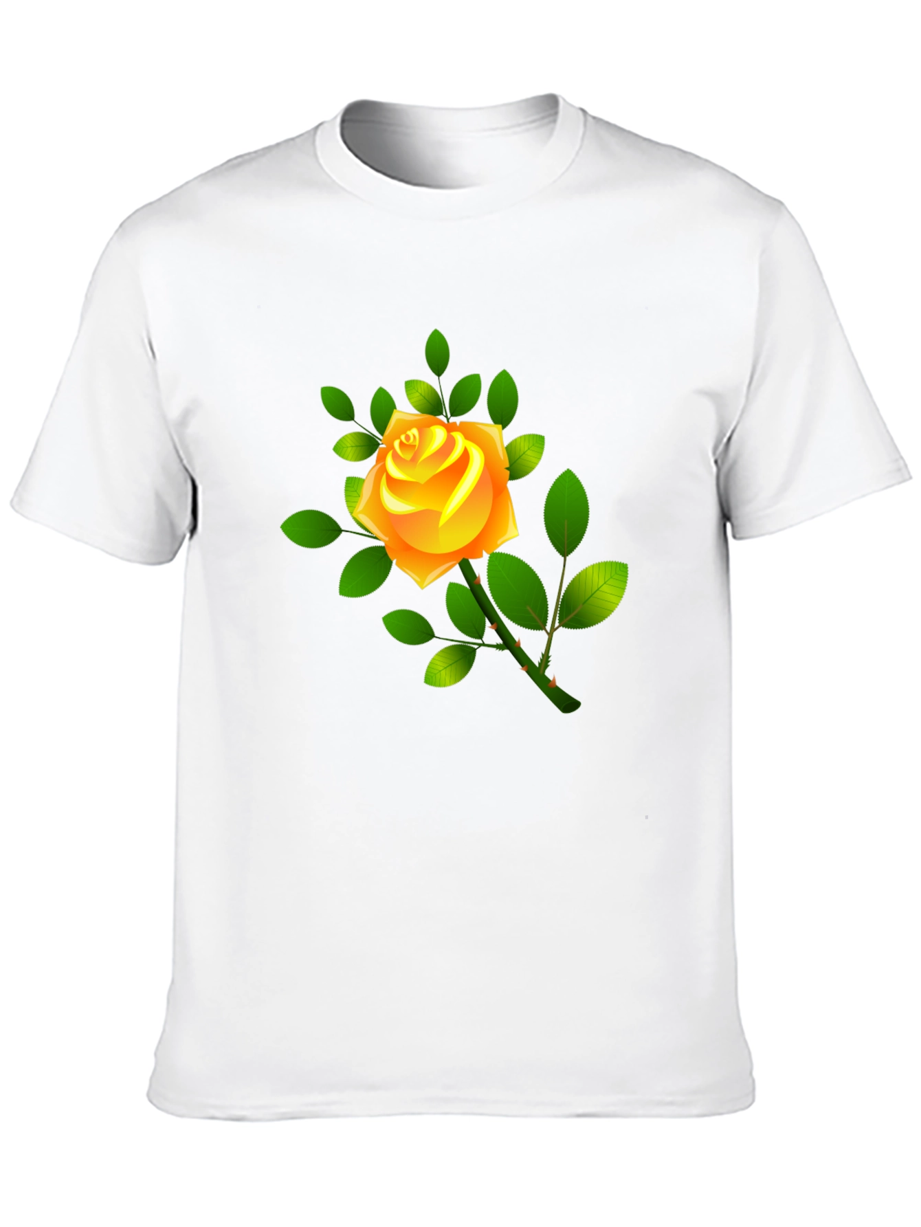 Black Tee with Yellow Rose Graphic