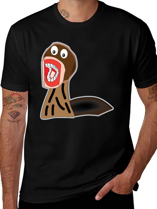 Funny Cartoon Monster Graphic Tee - Black Cotton