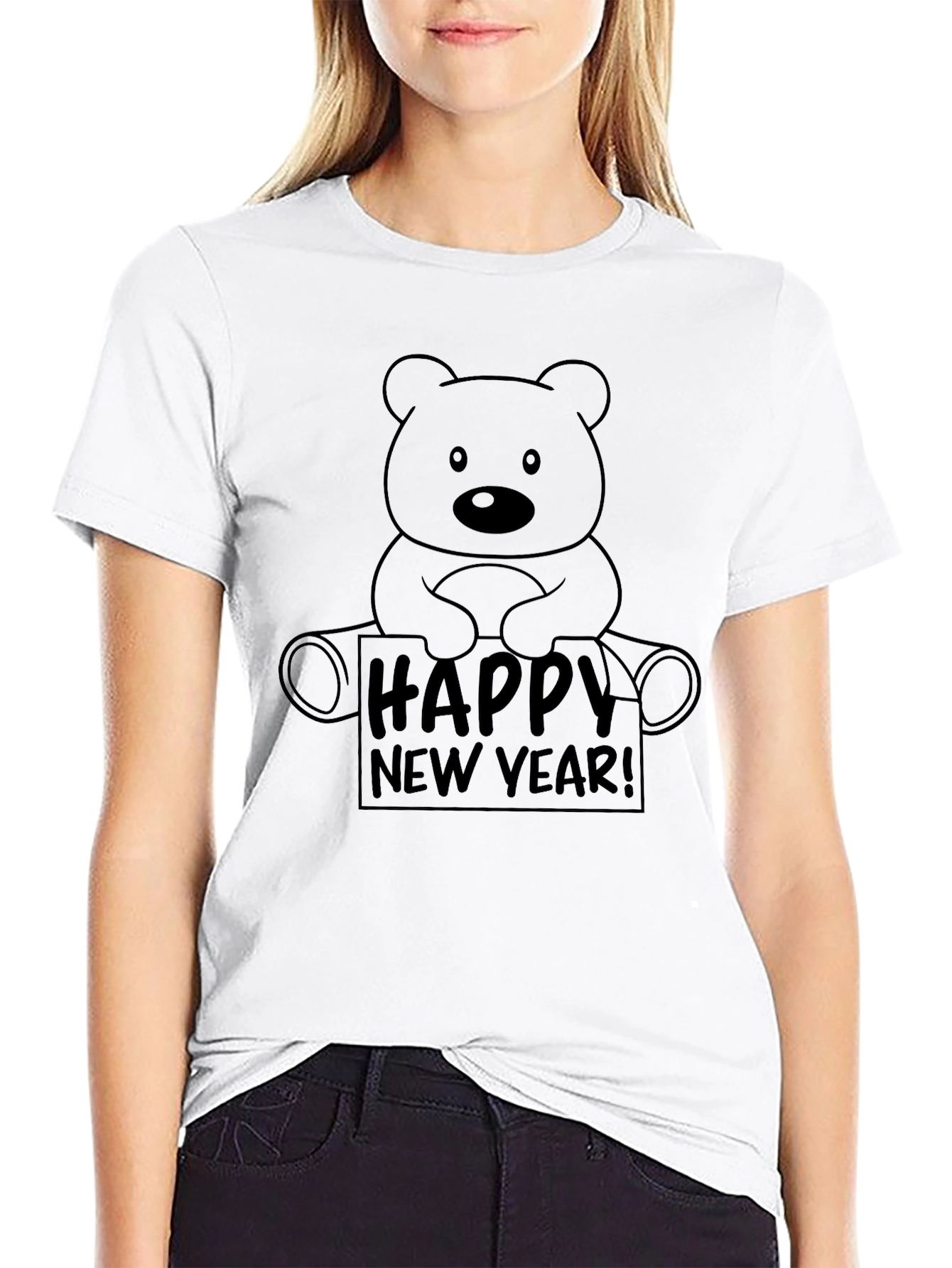 Happy New Year Bear Graphic T-Shirt