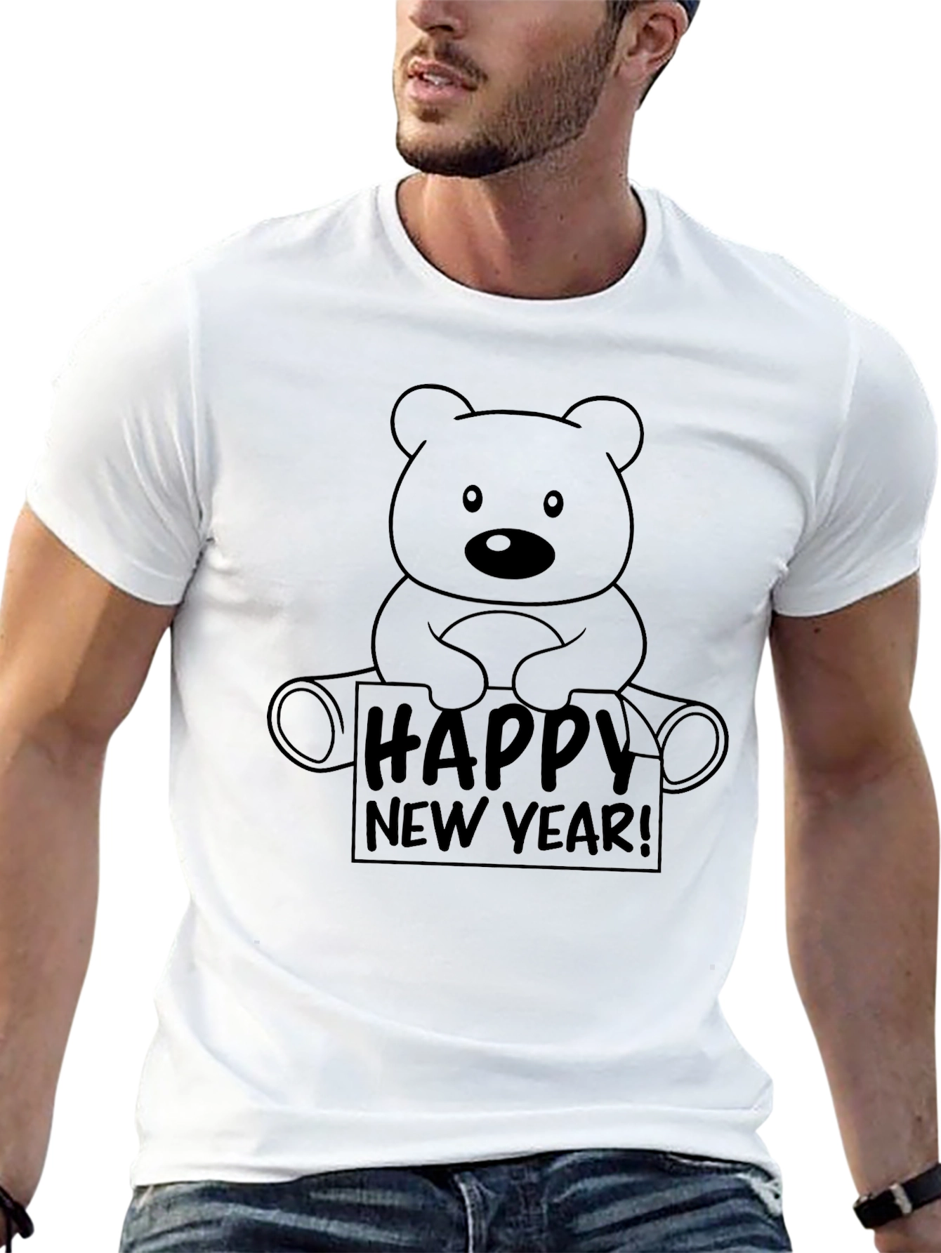 Happy New Year Bear Graphic T-Shirt