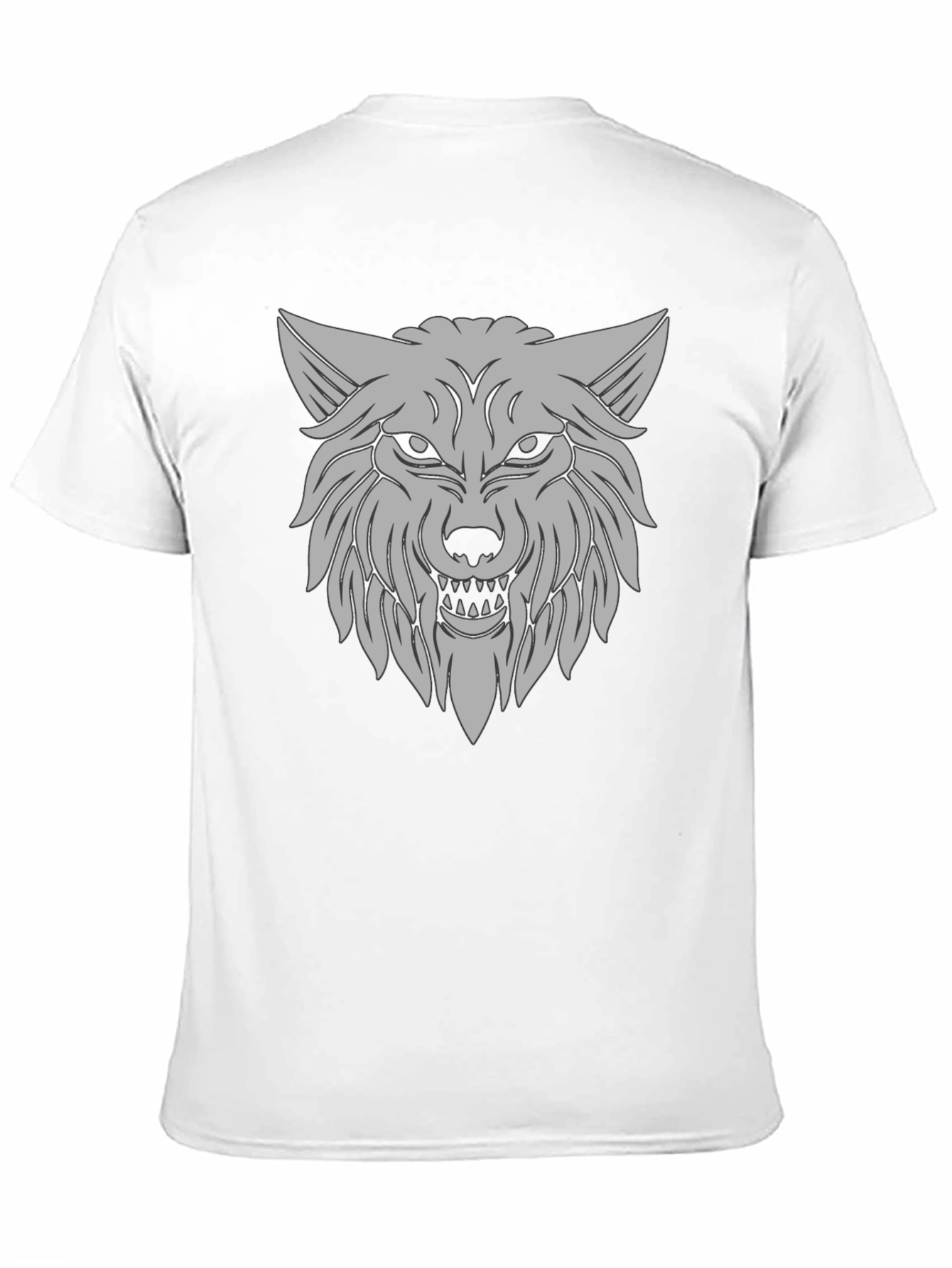 Mens Black T-Shirt with Gray Wolf Graphic