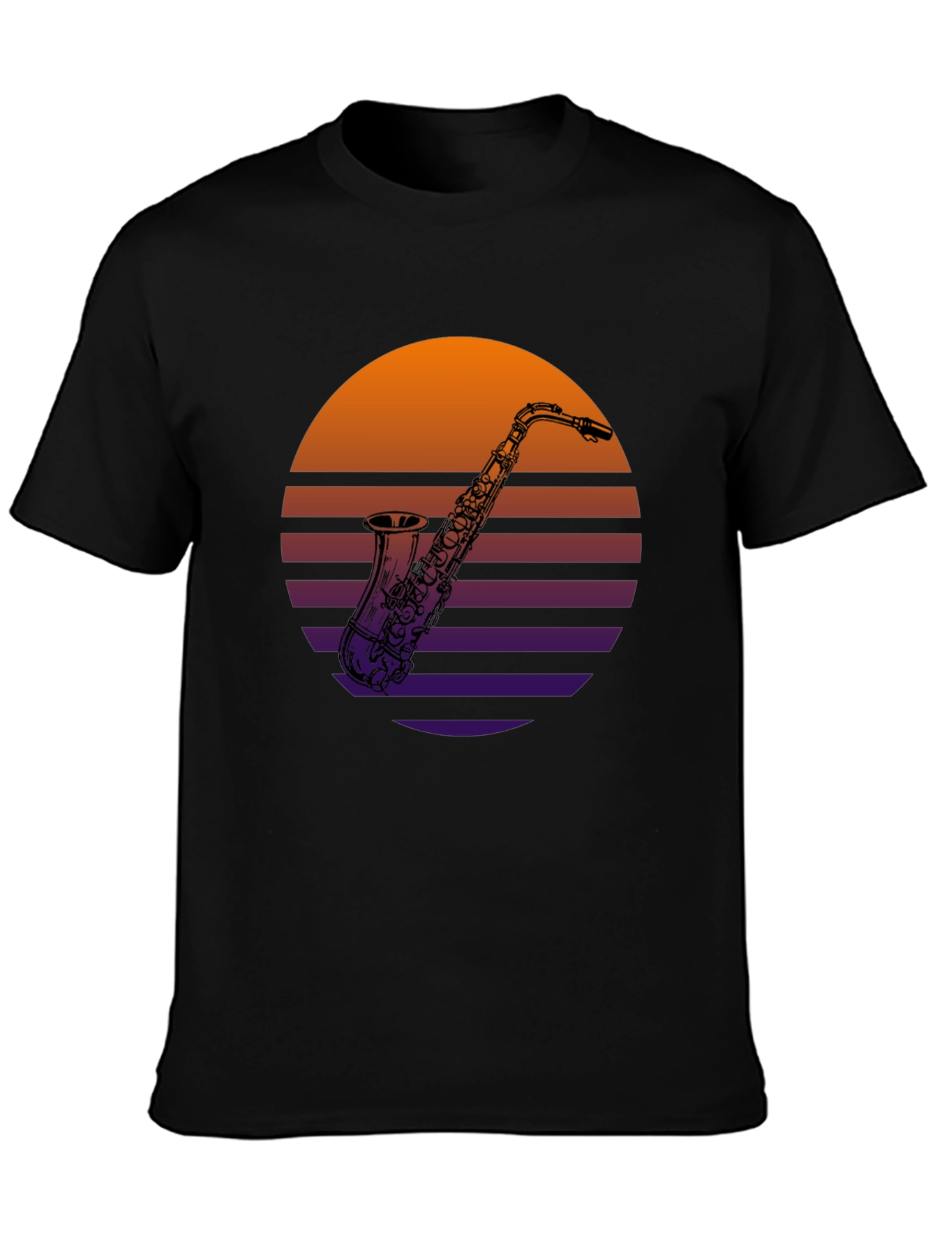 Retro Saxophone Sunset T-Shirt - Music Lover Tee