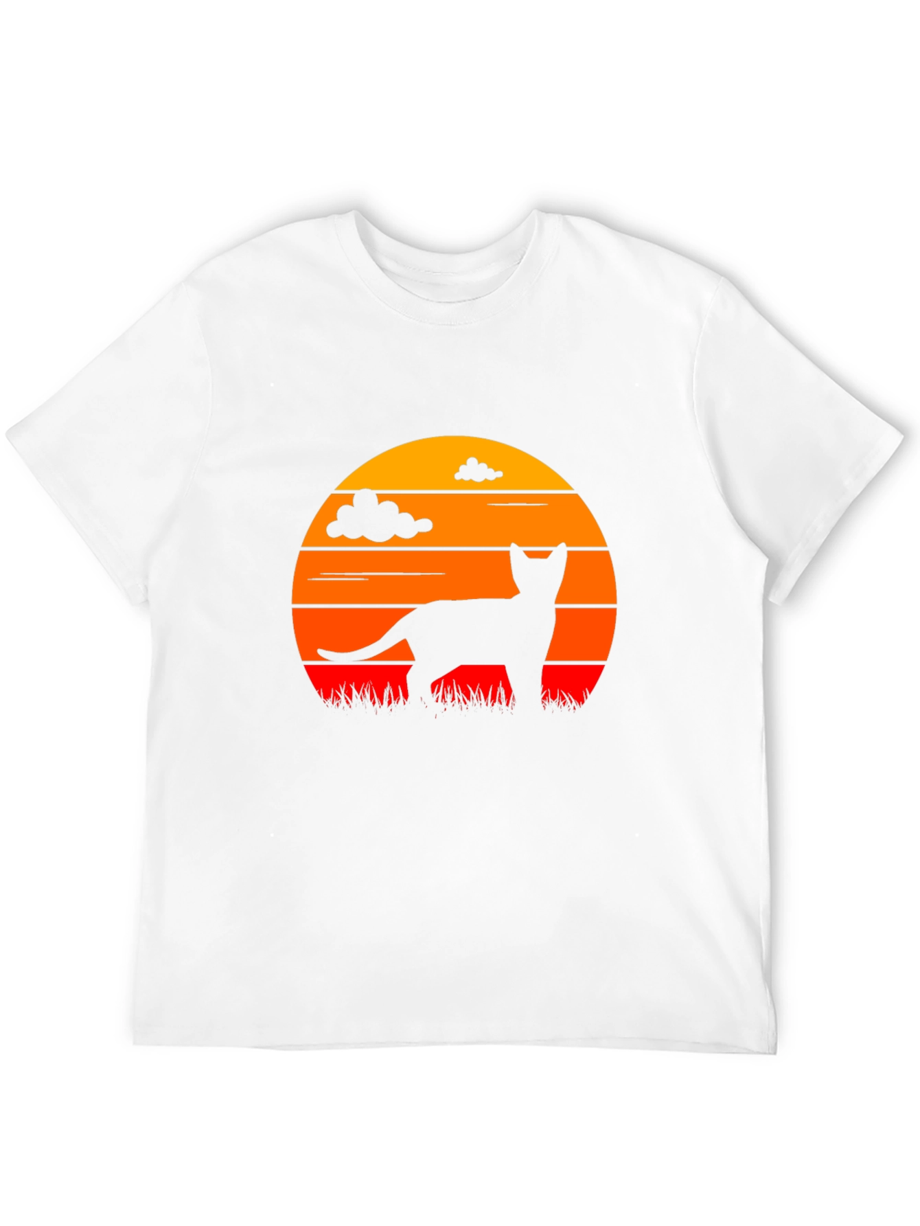Cat Silhouette Sunset Graphic T-Shirt