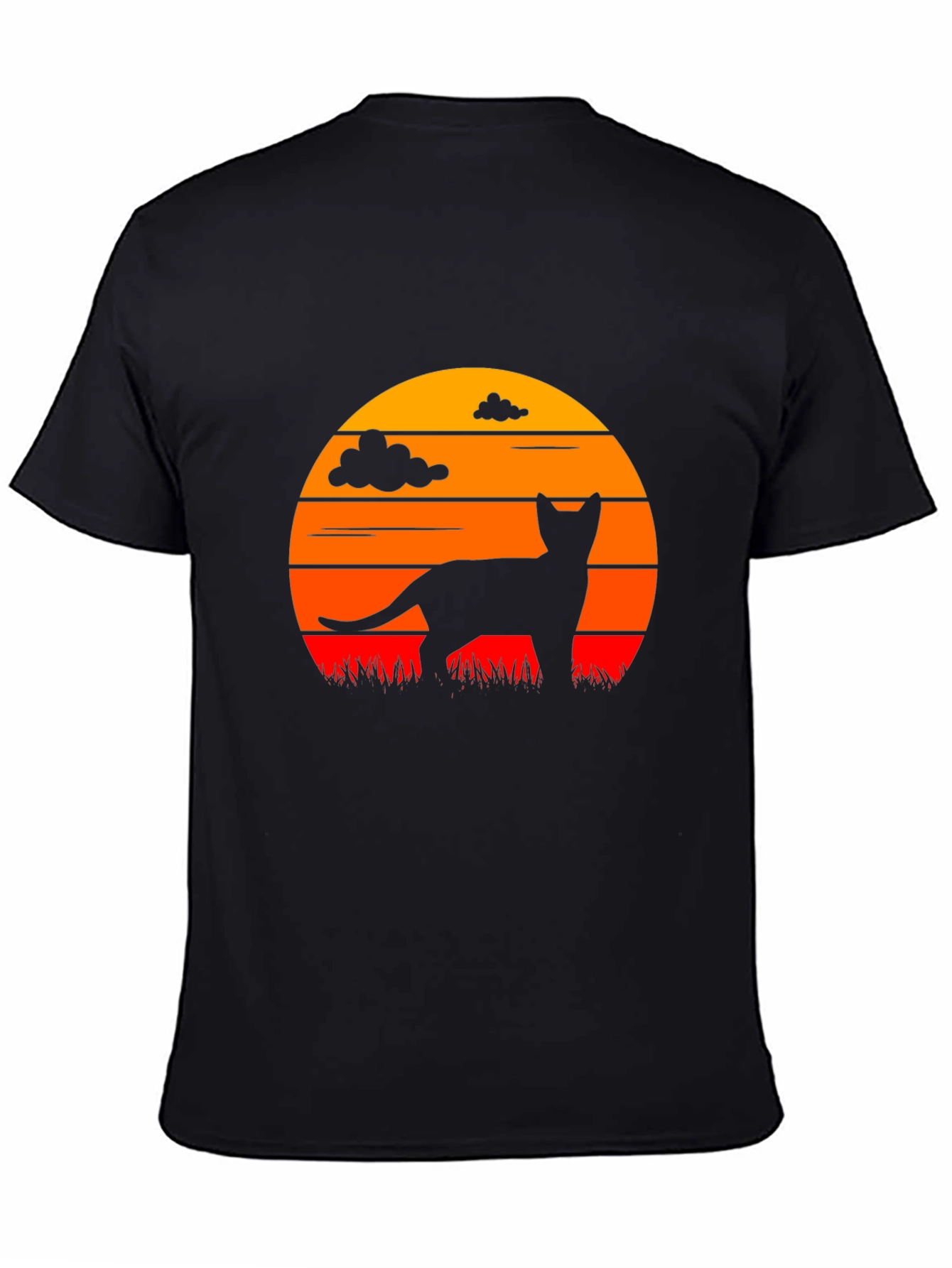 Cat Silhouette Sunset Graphic T-Shirt