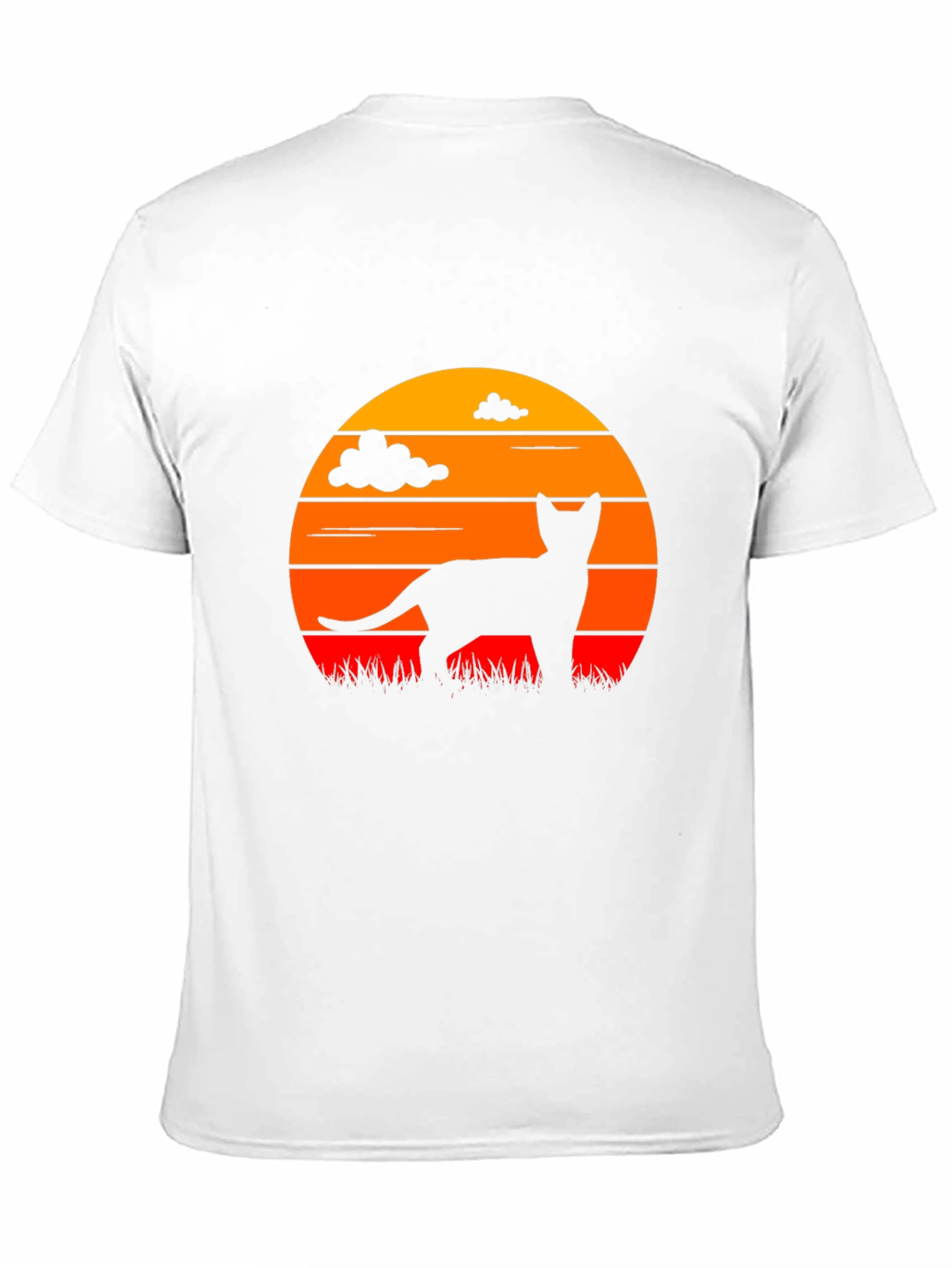 Cat Silhouette Sunset Graphic T-Shirt